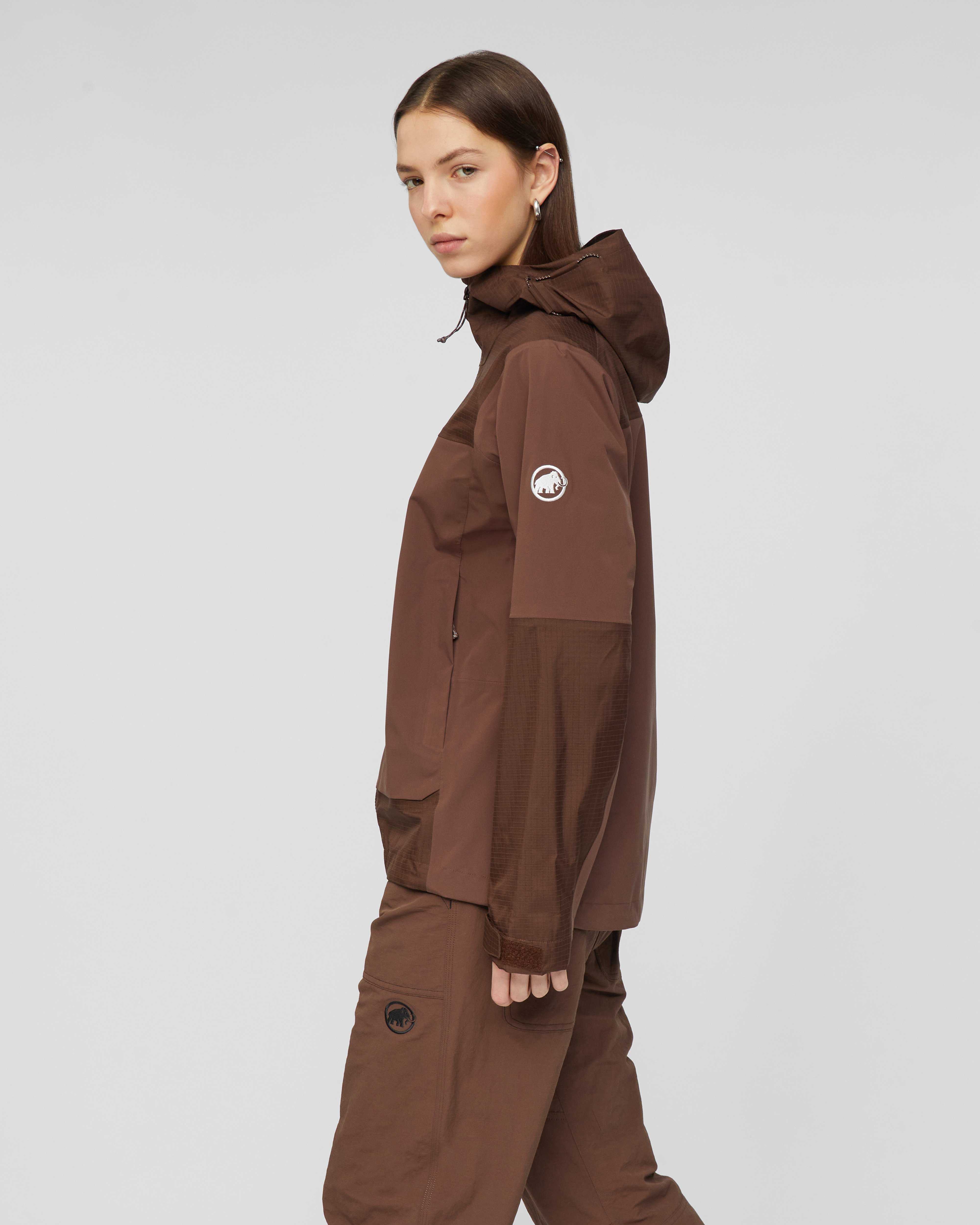 Mammut Ducan Guide HS Hooded Jacket Women, soil - Soil - Model side view