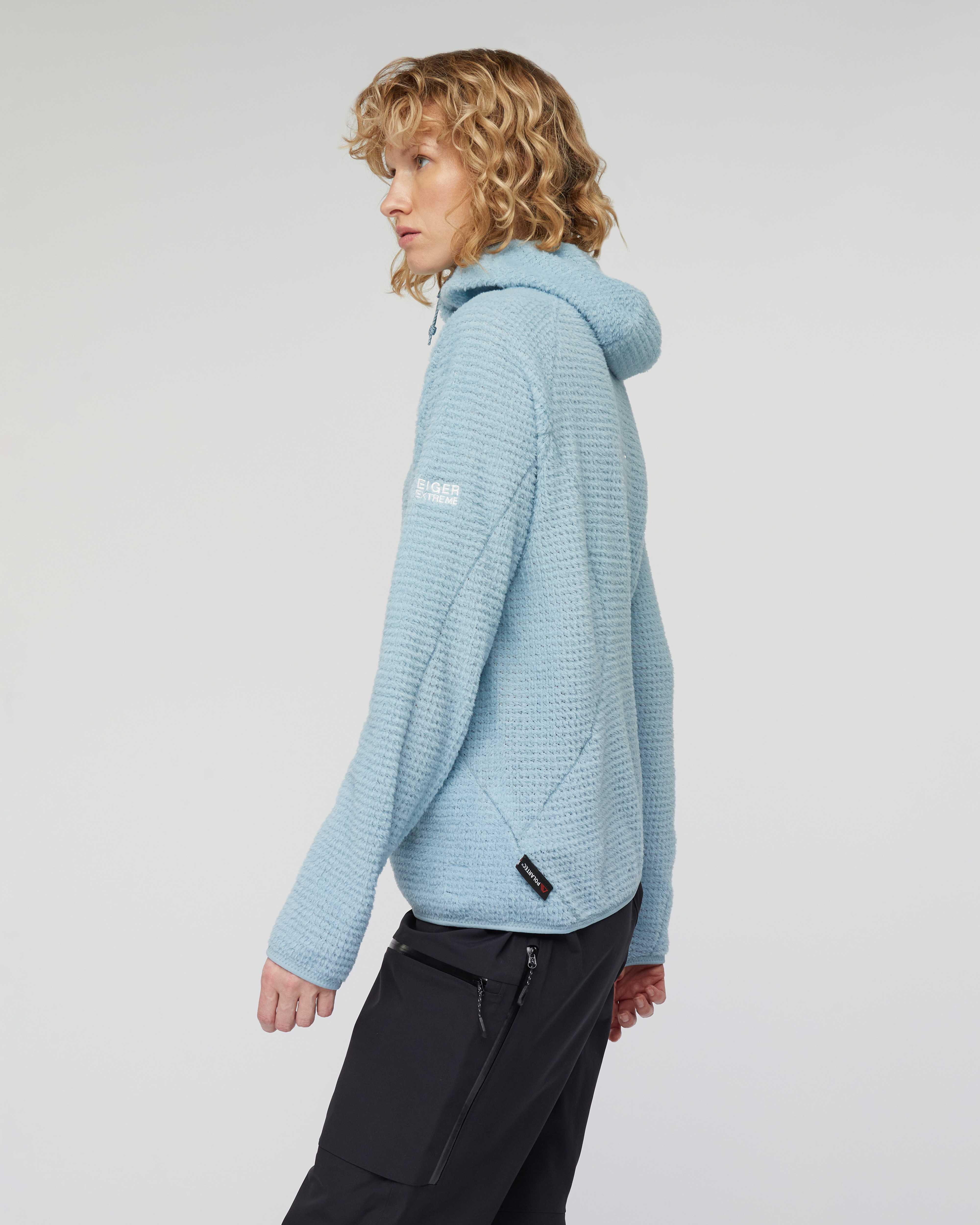 Mammut Eiger Free ML Air Half Zip Hoodie Women, nebla - Nebla - Model side view