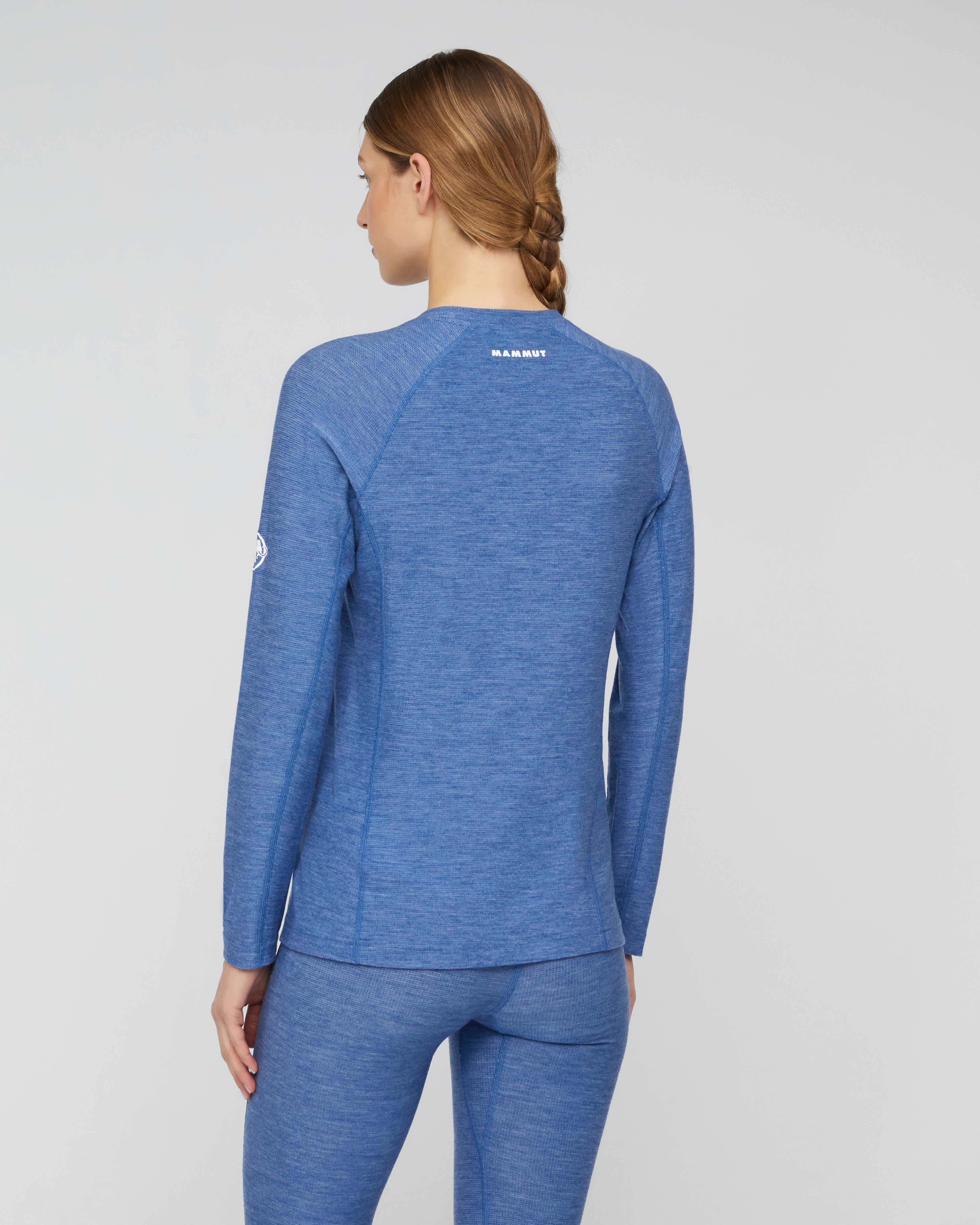 Mammut Tree Wool Thermal FL Longsleeve Women, tschiel melange - Tschiel melange - Model back view