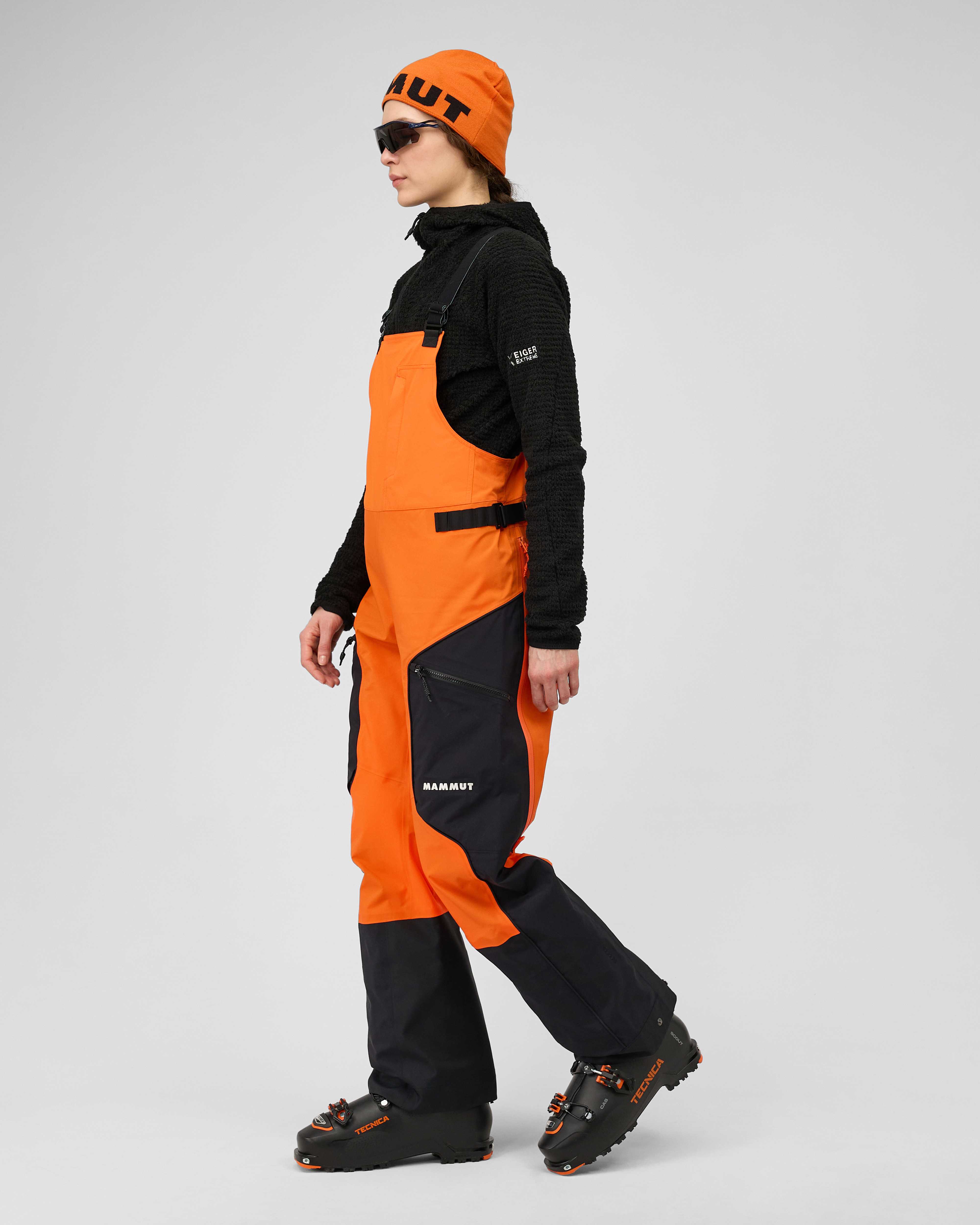 Mammut Eiger Free Pro HS Bib Pants Women, eiger orange-black - Eiger orange-black - Model side view