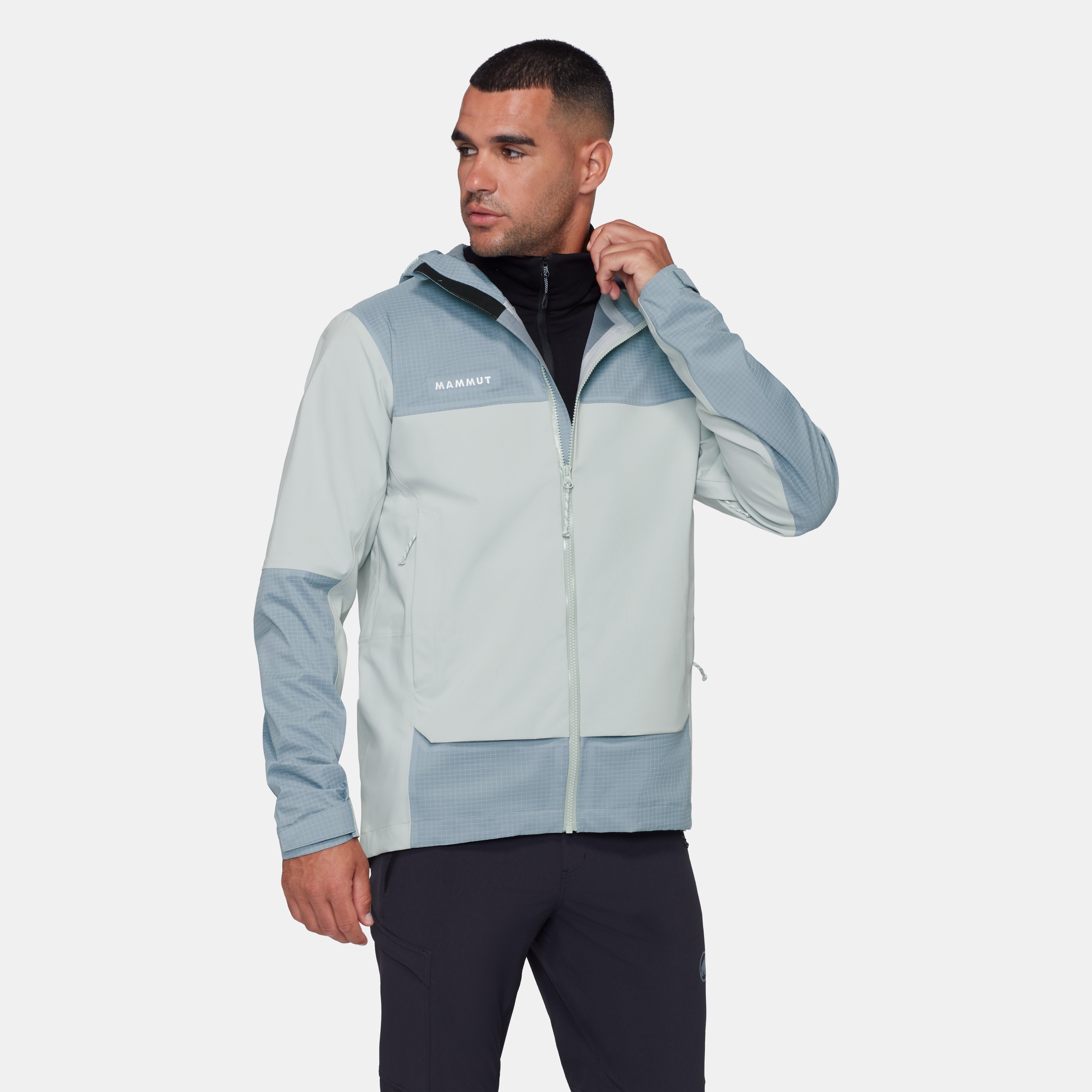 Mammut Ducan Guide HS Hooded Jacket Men, silver sage-nebla - Silver sage-nebla