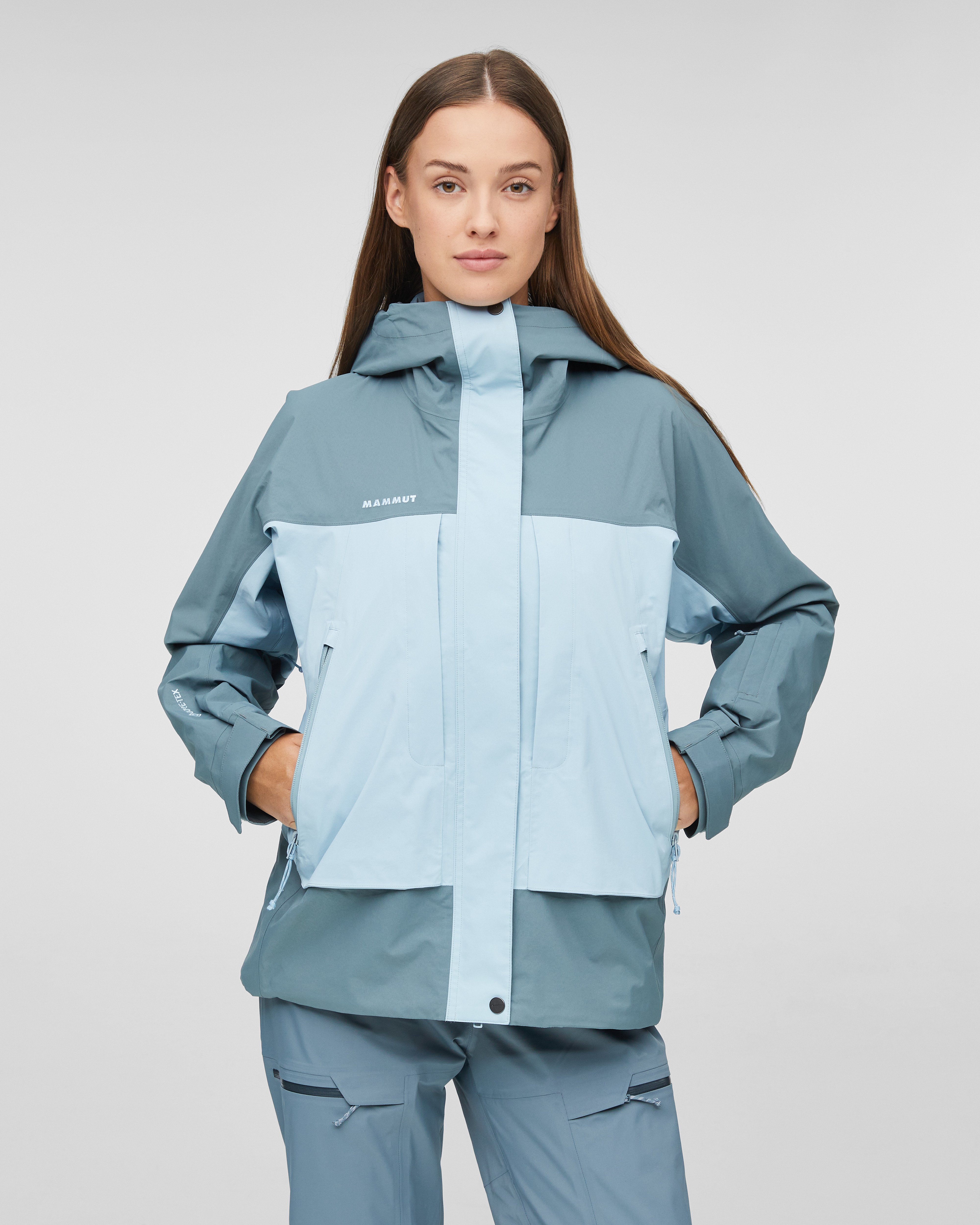 Mammut Haldigrat GTX HS Thermo Hooded Jacket Women, nebla-strata - Nebla-strata - Model front view