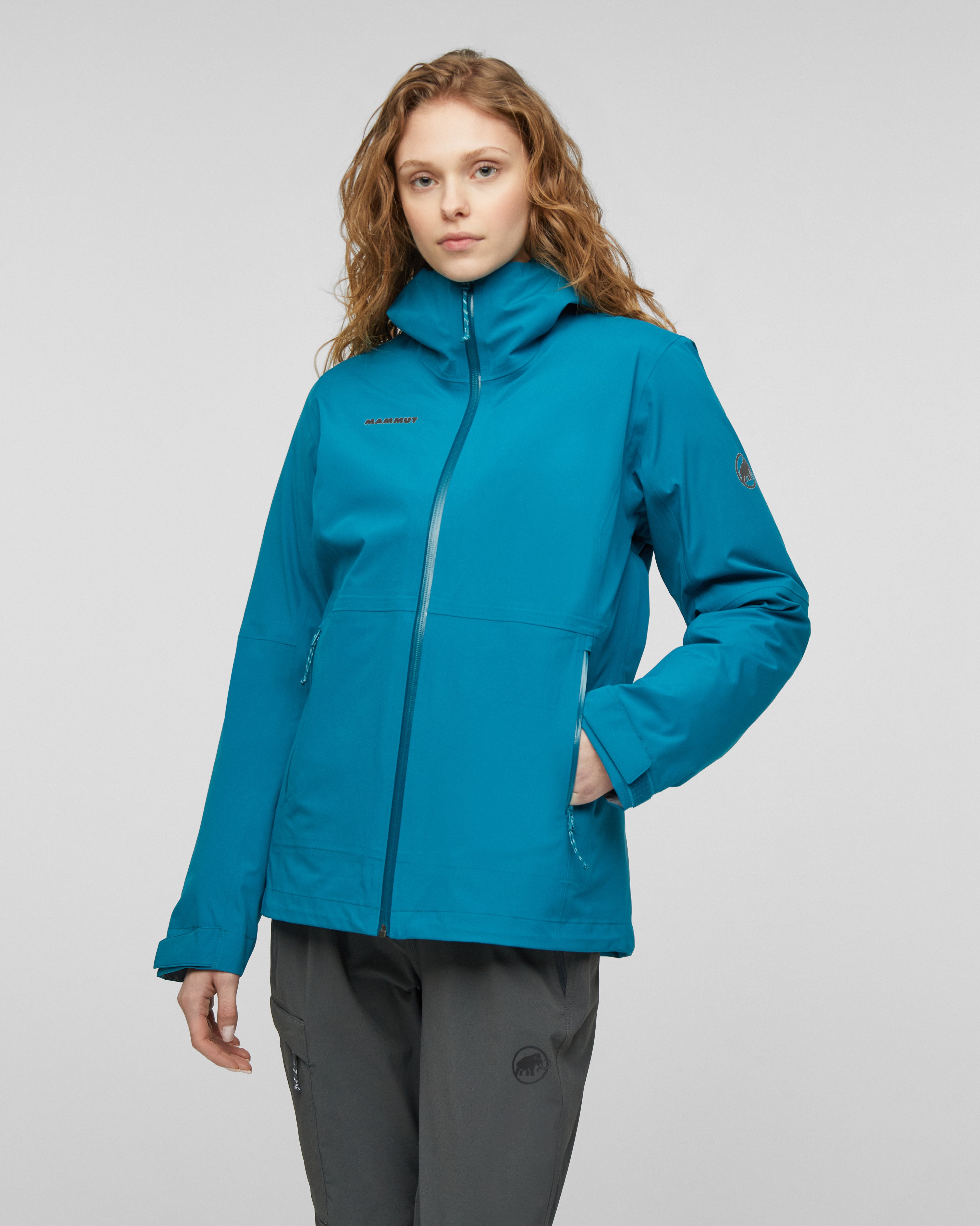 Mammut Linard Guide 3 in 1 HS Hooded Jacket Women, deep teal-deep teal - Deep teal-deep teal - Model front view