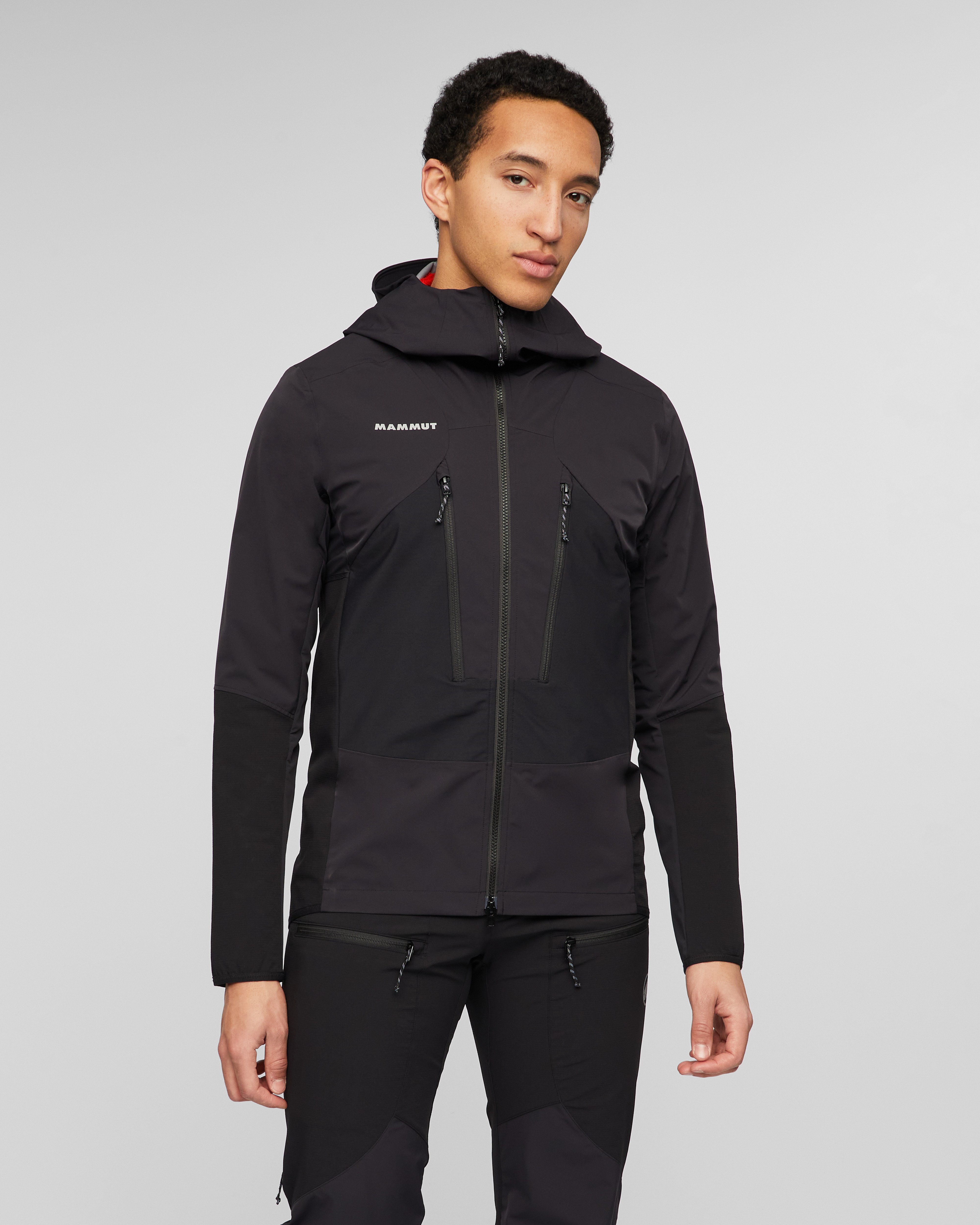 Mammut Aenergy Pro SO Hybrid Hooded Jacket Men, black - Black - Model front view
