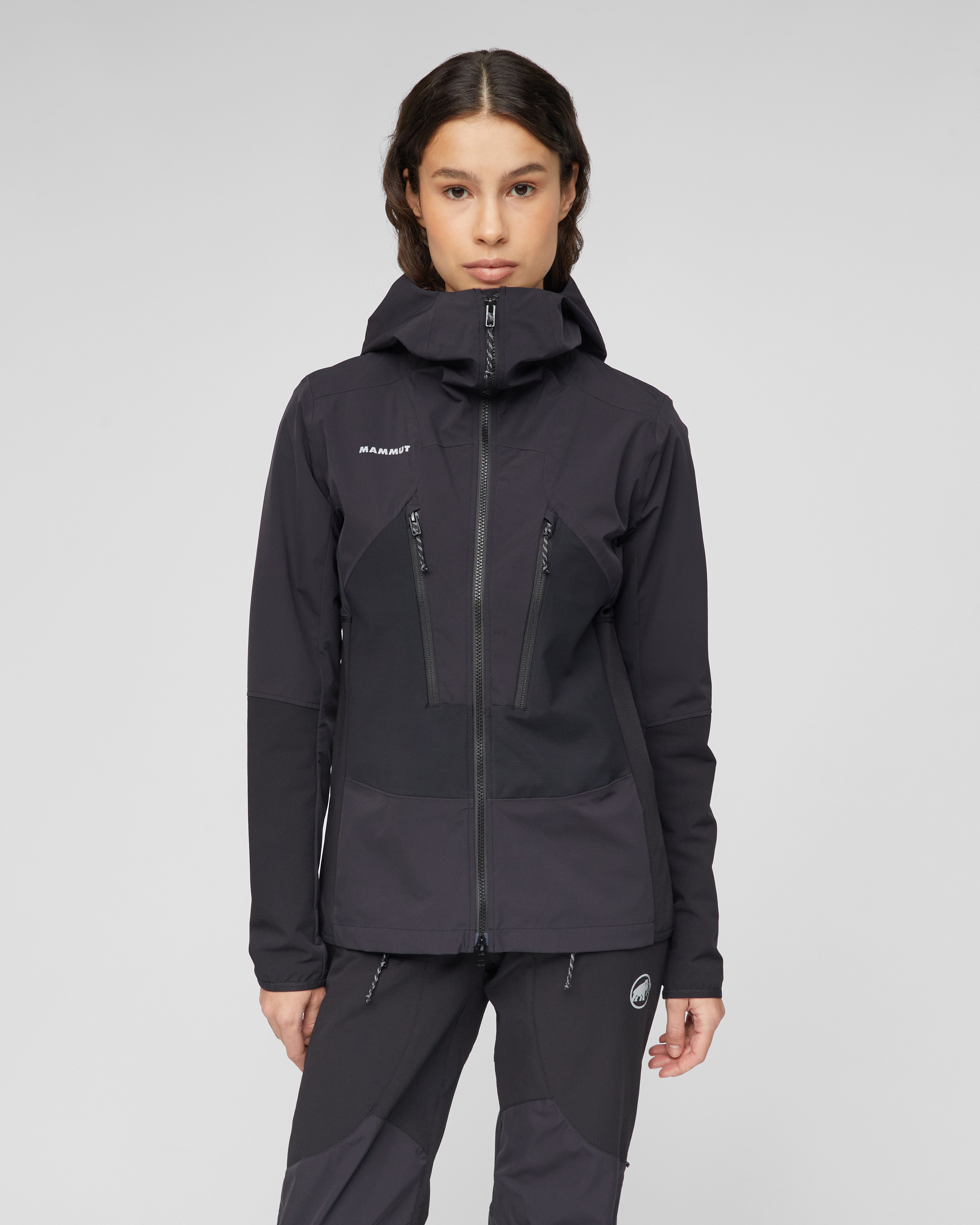 Mammut Aenergy Pro SO Hybrid Hooded Jacket Women, black - Black - Model front view