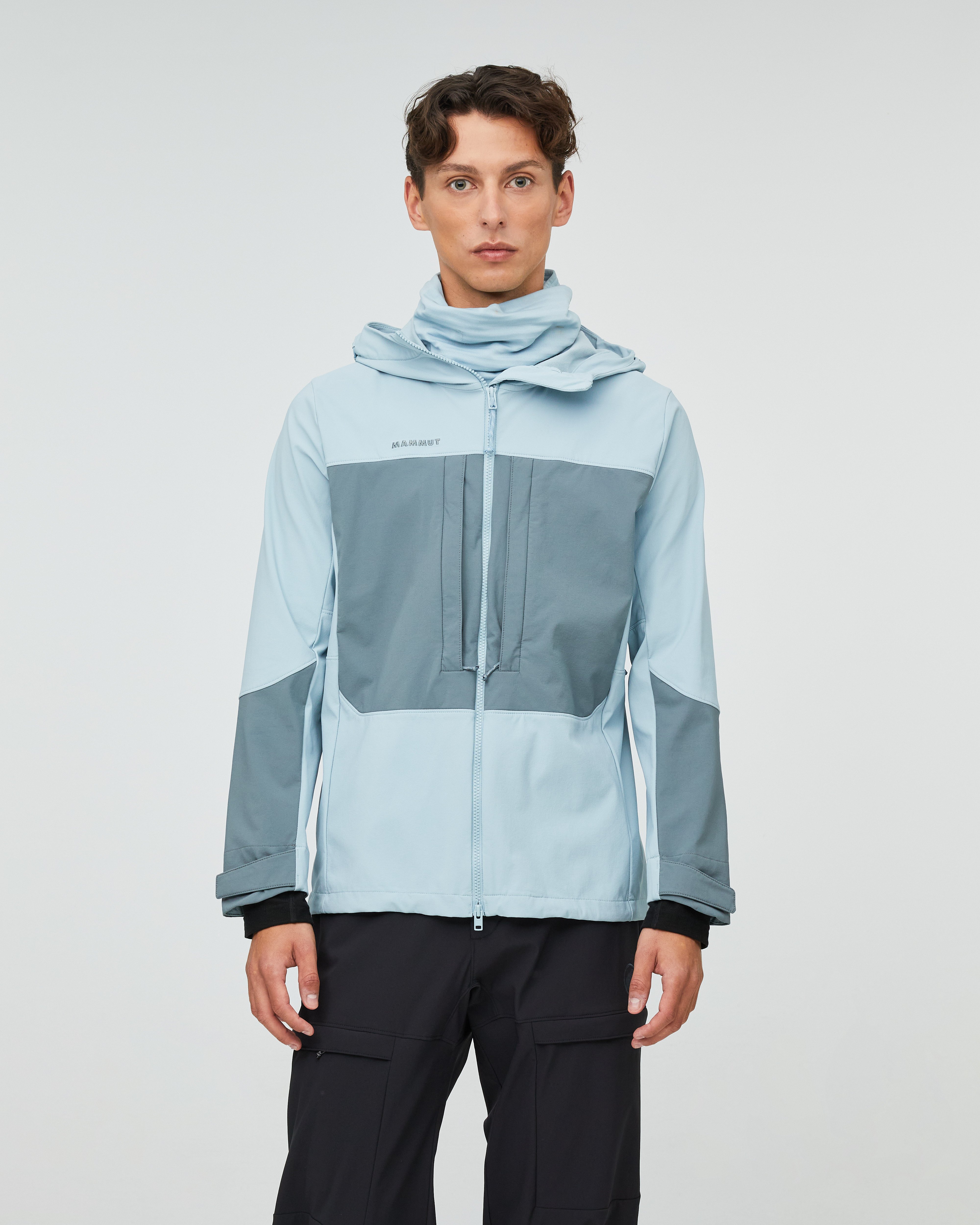 Mammut Skintrack SO Hooded Jacket Men, strata-nebla - Strata-nebla - Model front view