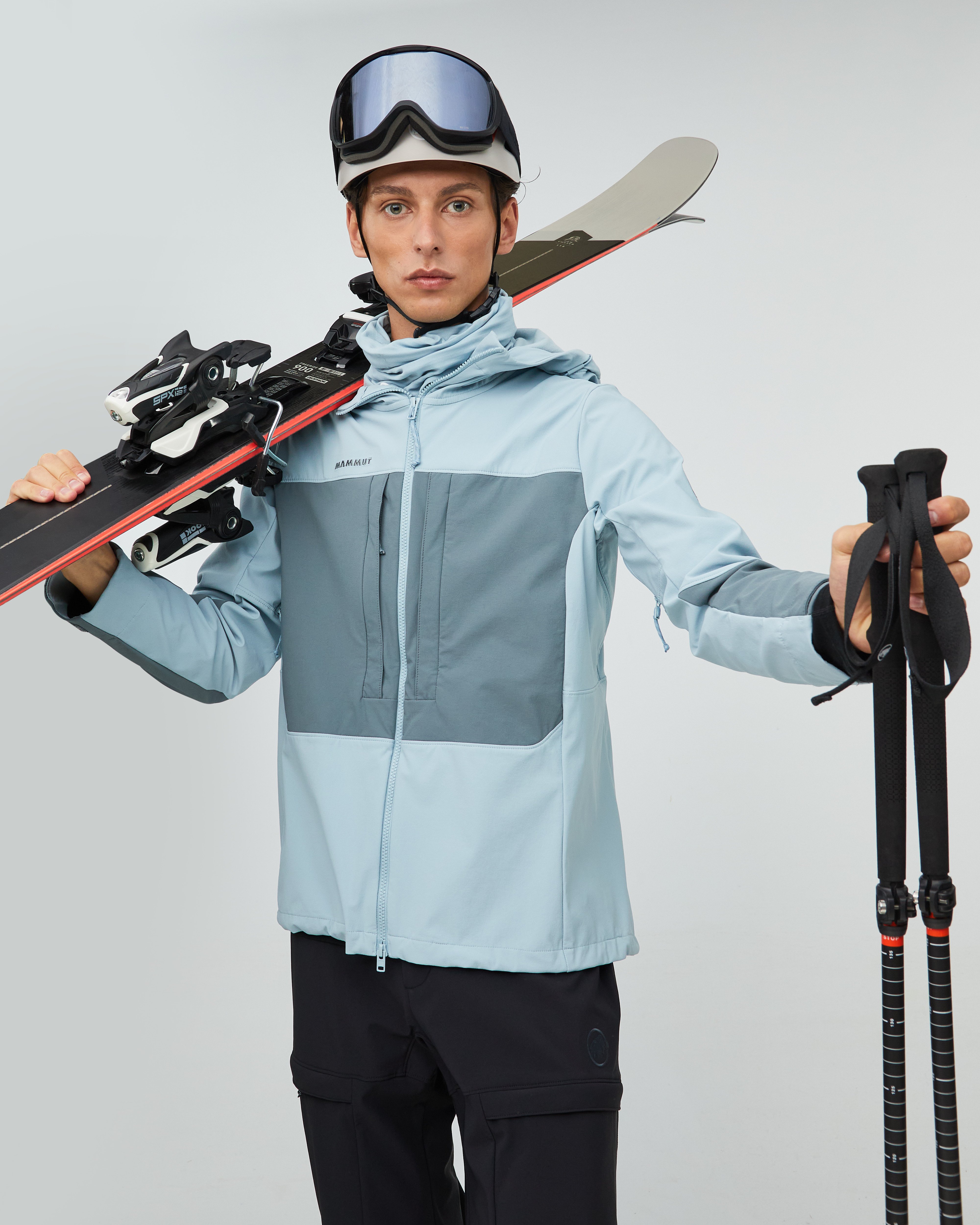 Mammut Skintrack SO Hooded Jacket Men, strata-nebla - Strata-nebla - Model front view
