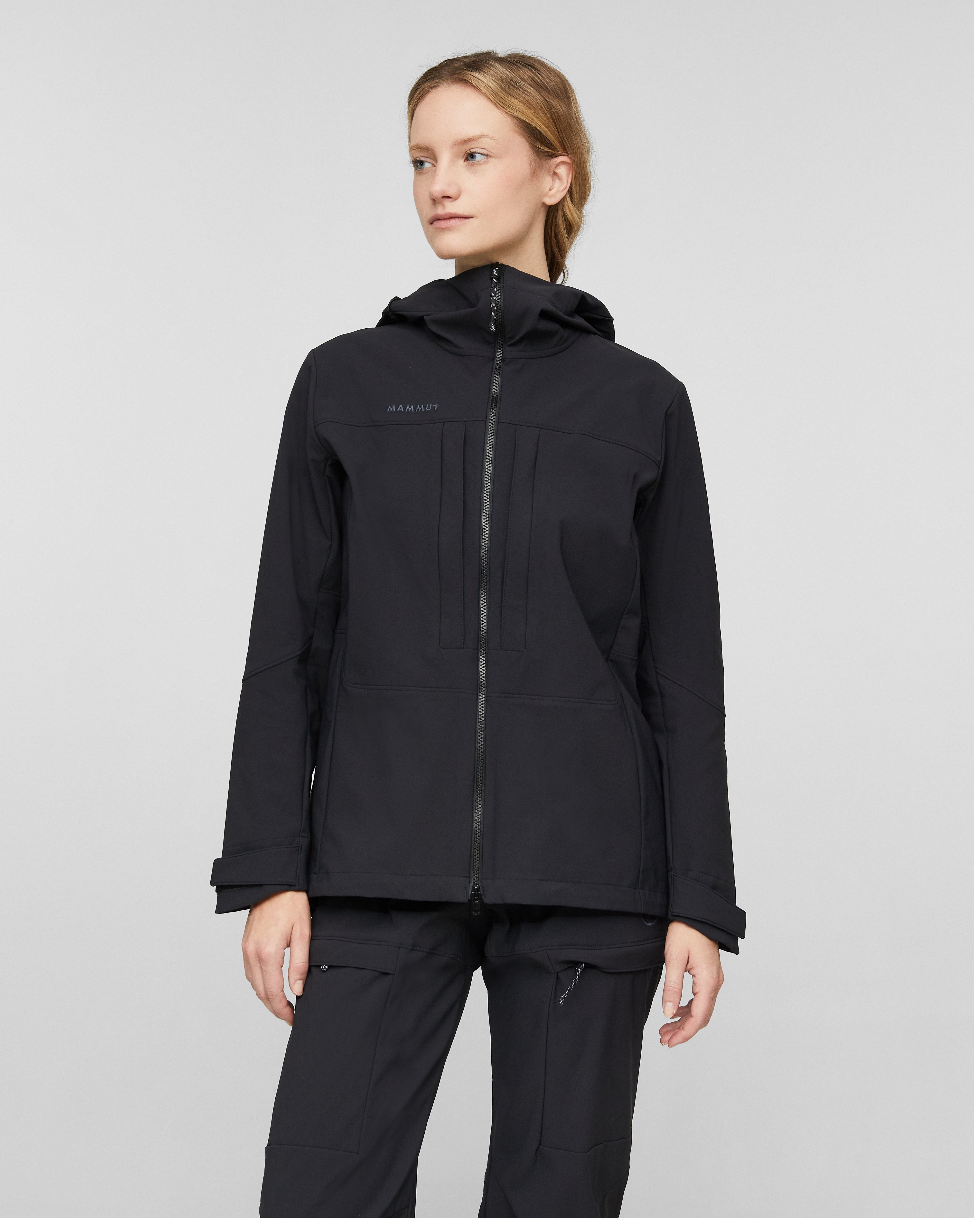 Mammut Skintrack SO Hooded Jacket Women, black - Black - Model front view