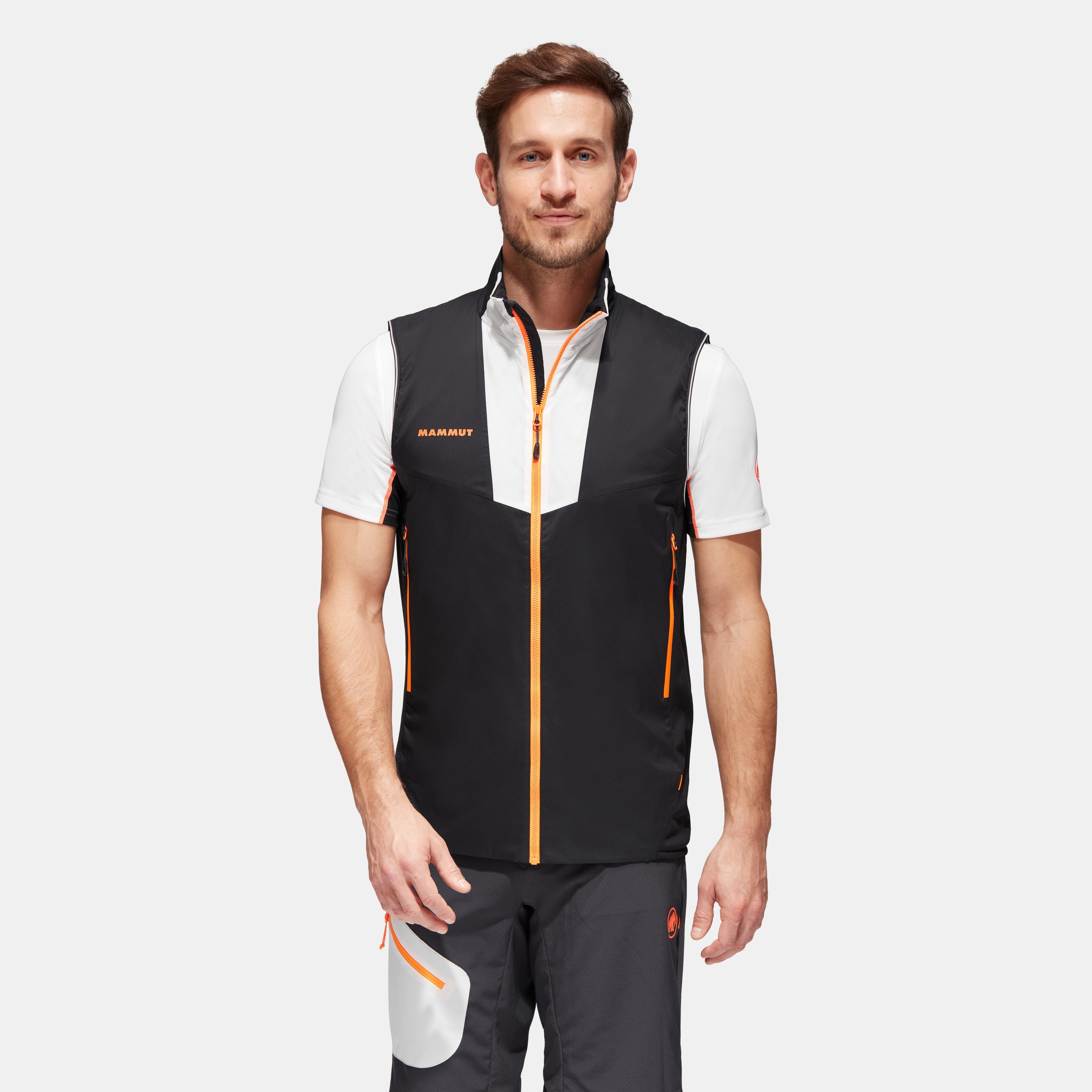 Mammut Rime Light In Flex Vest Men - black-white-vibrant orange, S - Black-white-vibrant orange