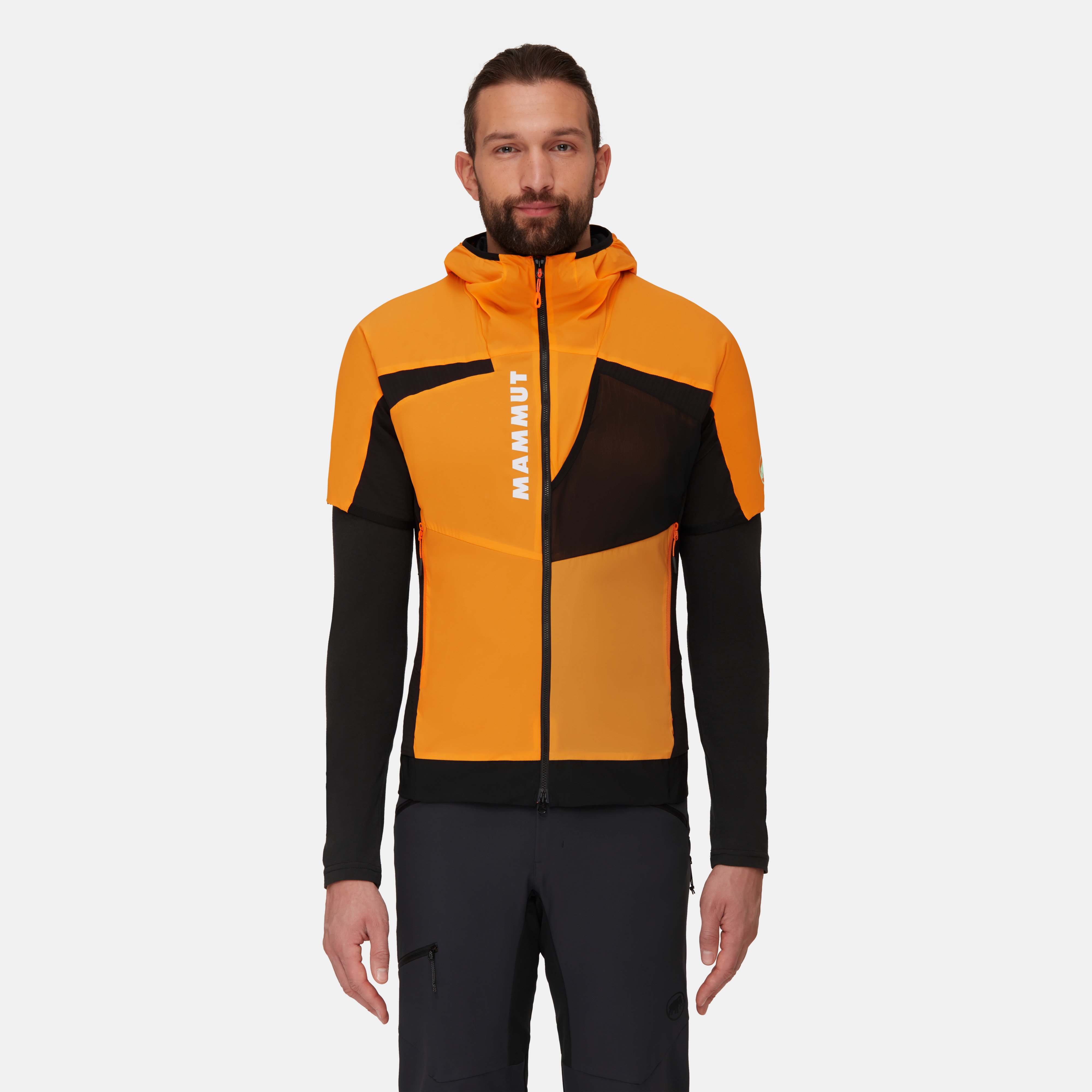 Mammut Aenergy IN Hybrid Hooded Vest Men, tangerine-black - Tangerine-black