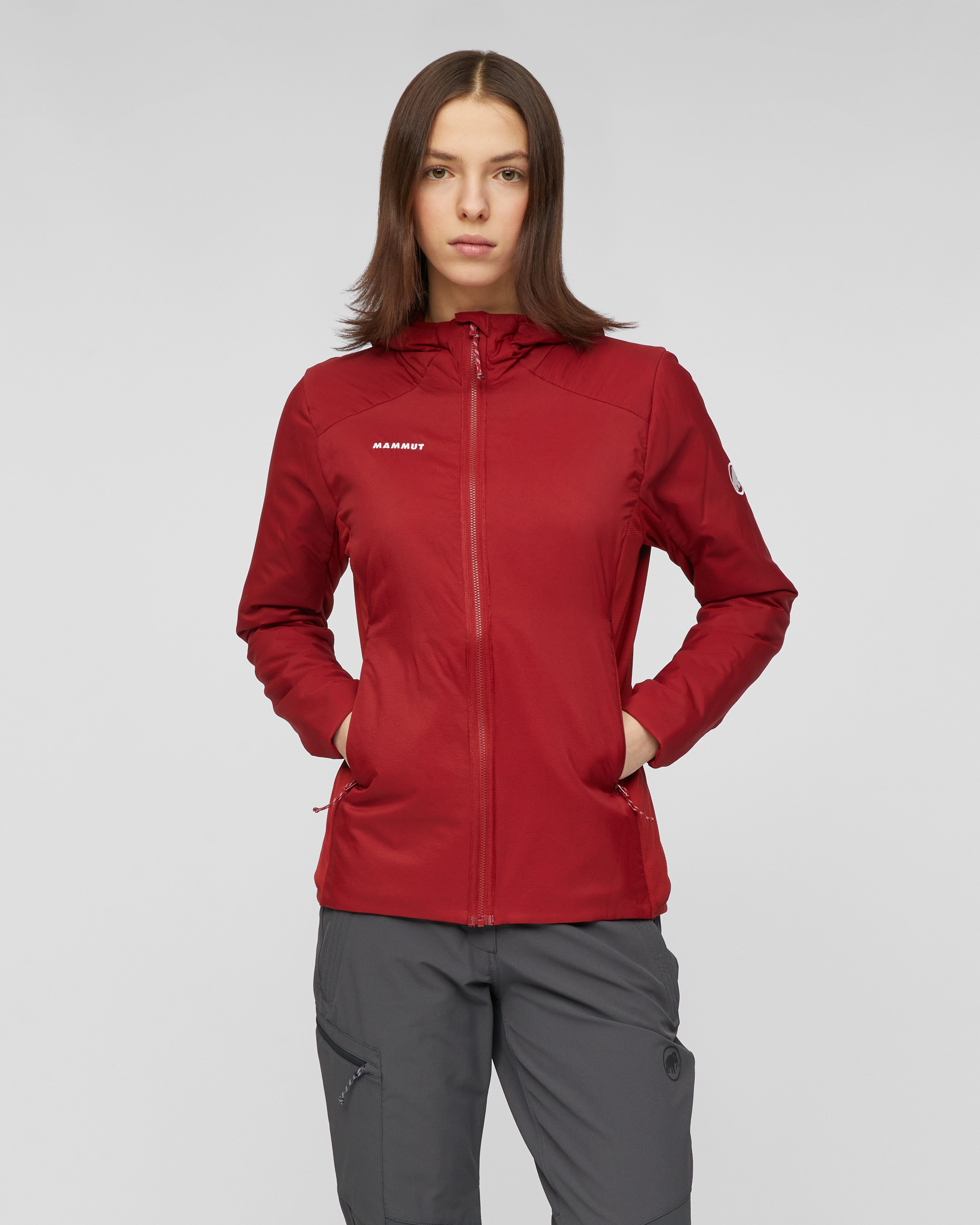 Mammut Rime Light IN Hybrid Hooded Jacket Women, dark mammut red - Dark mammut red - Model front view