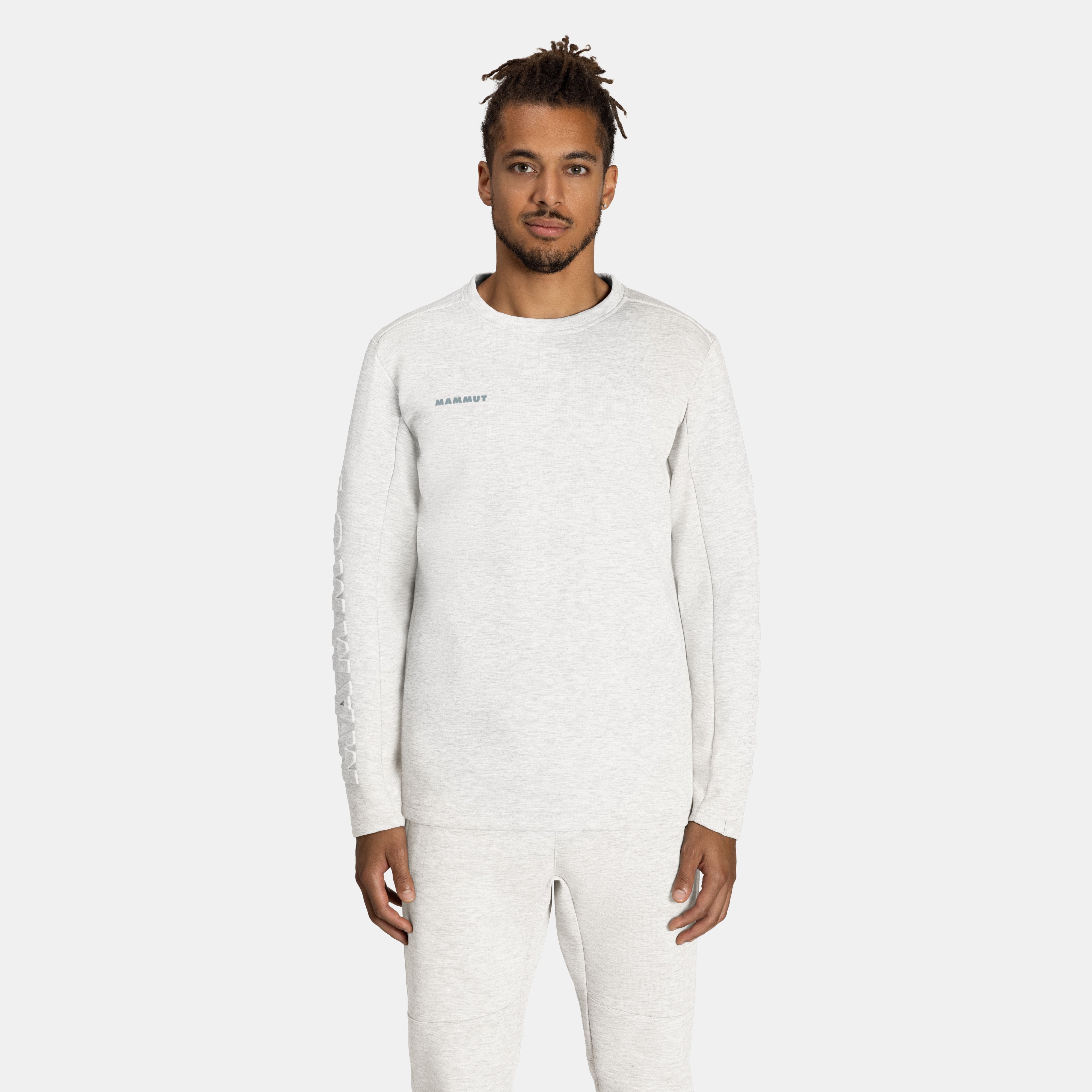 Mammut Dyno 2.0 ML Crew Neck AF, white mélange - White mélange