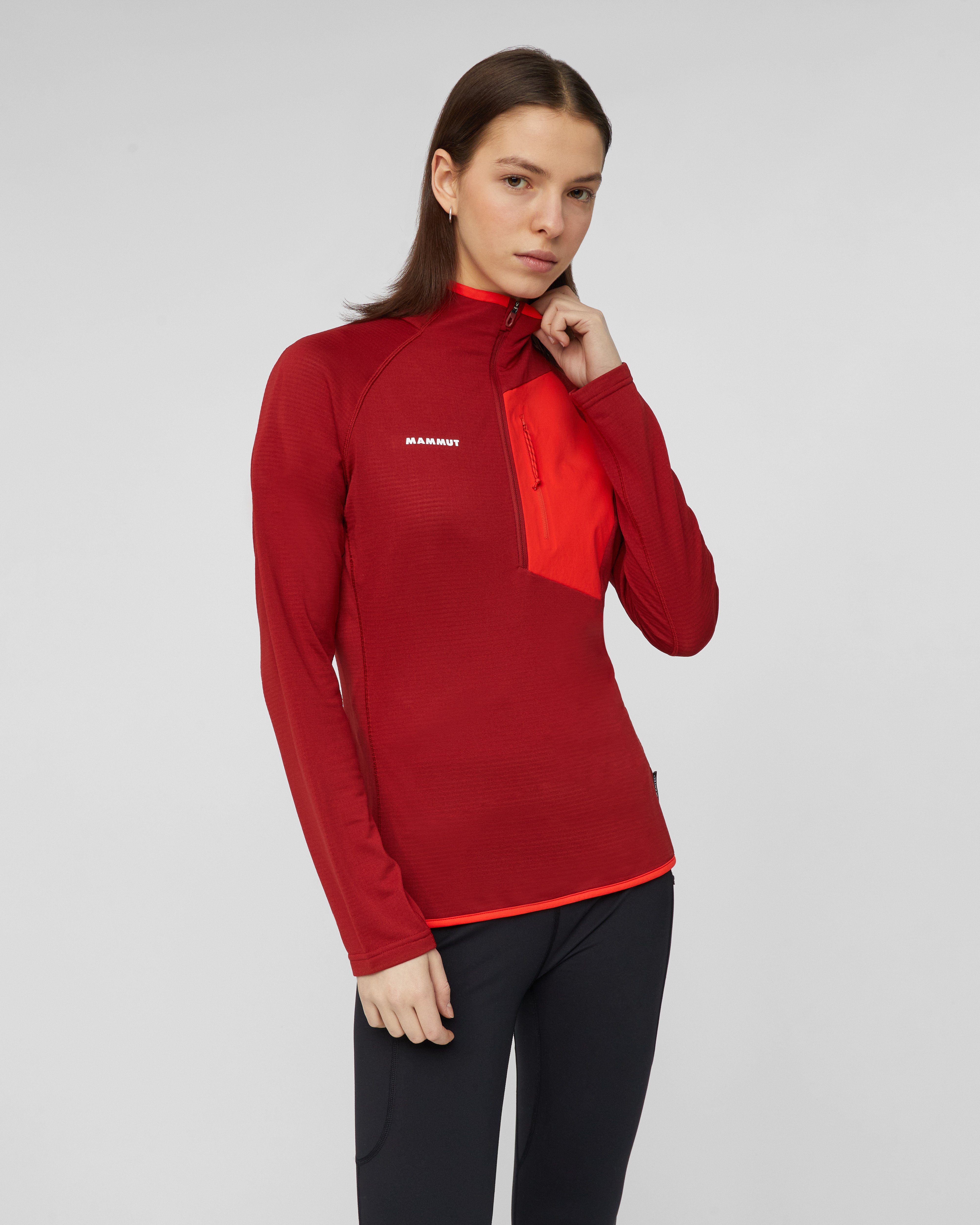 Mammut Aenergy Light ML Half Zip Pull Women, dark mammut red-mammut red - Dark mammut red-mammut red - Model front view