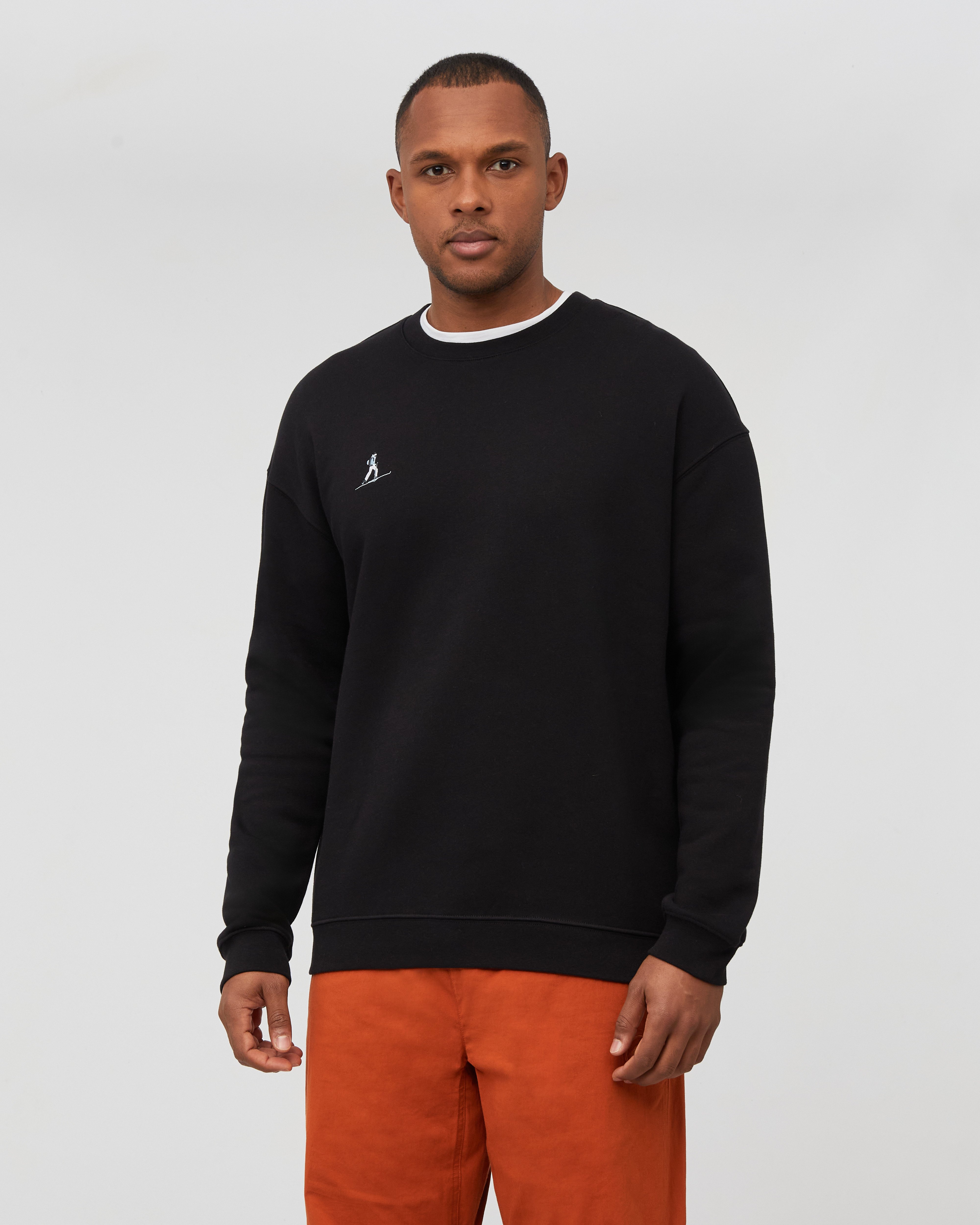 Mammut Mammut Base ML Crew Neck Men Ski Tour, black - Black - Model front view