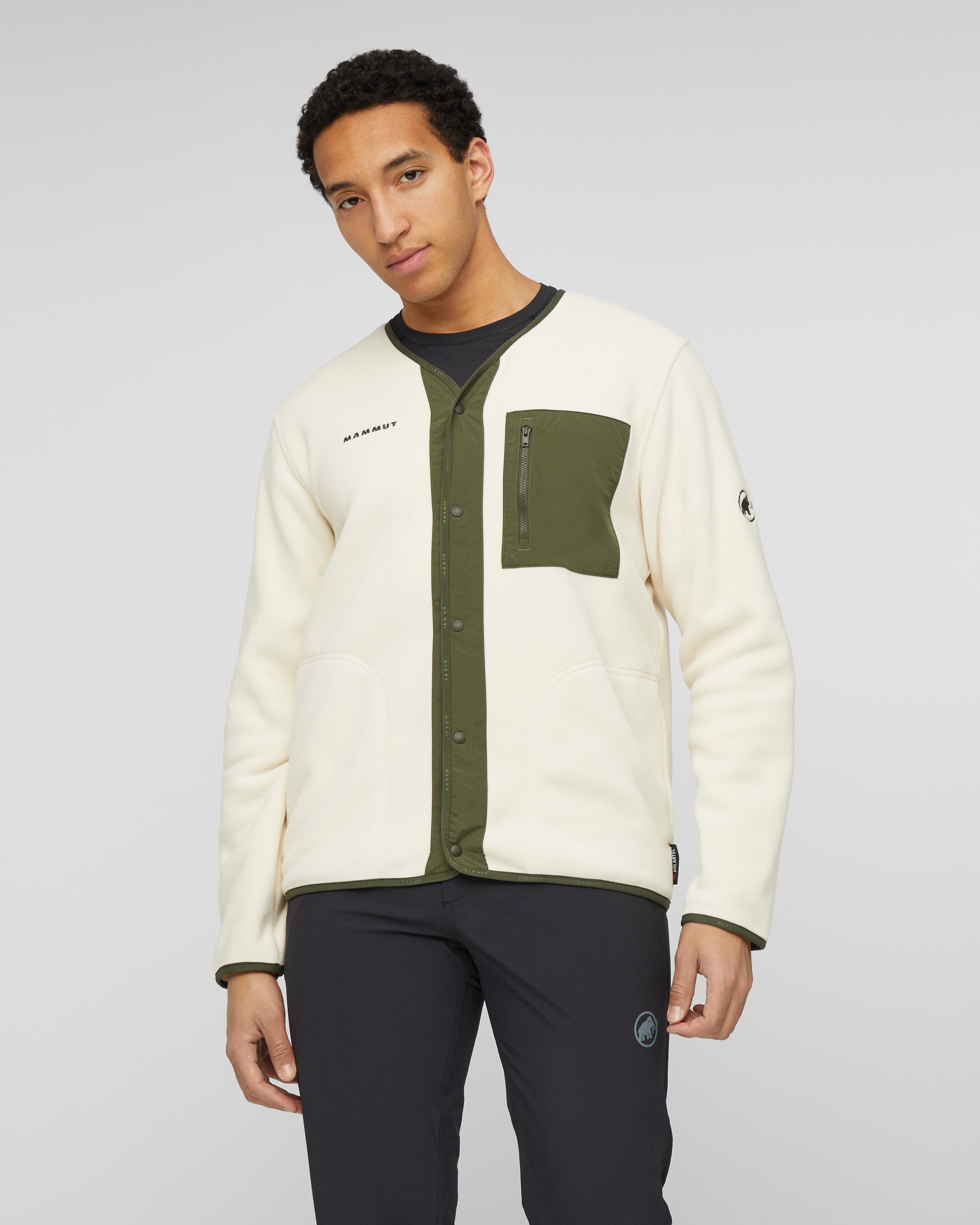 Mammut Moonstone Hybrid ML Cardigan, oatmeal-dark marsh - Oatmeal-dark marsh - Model front view