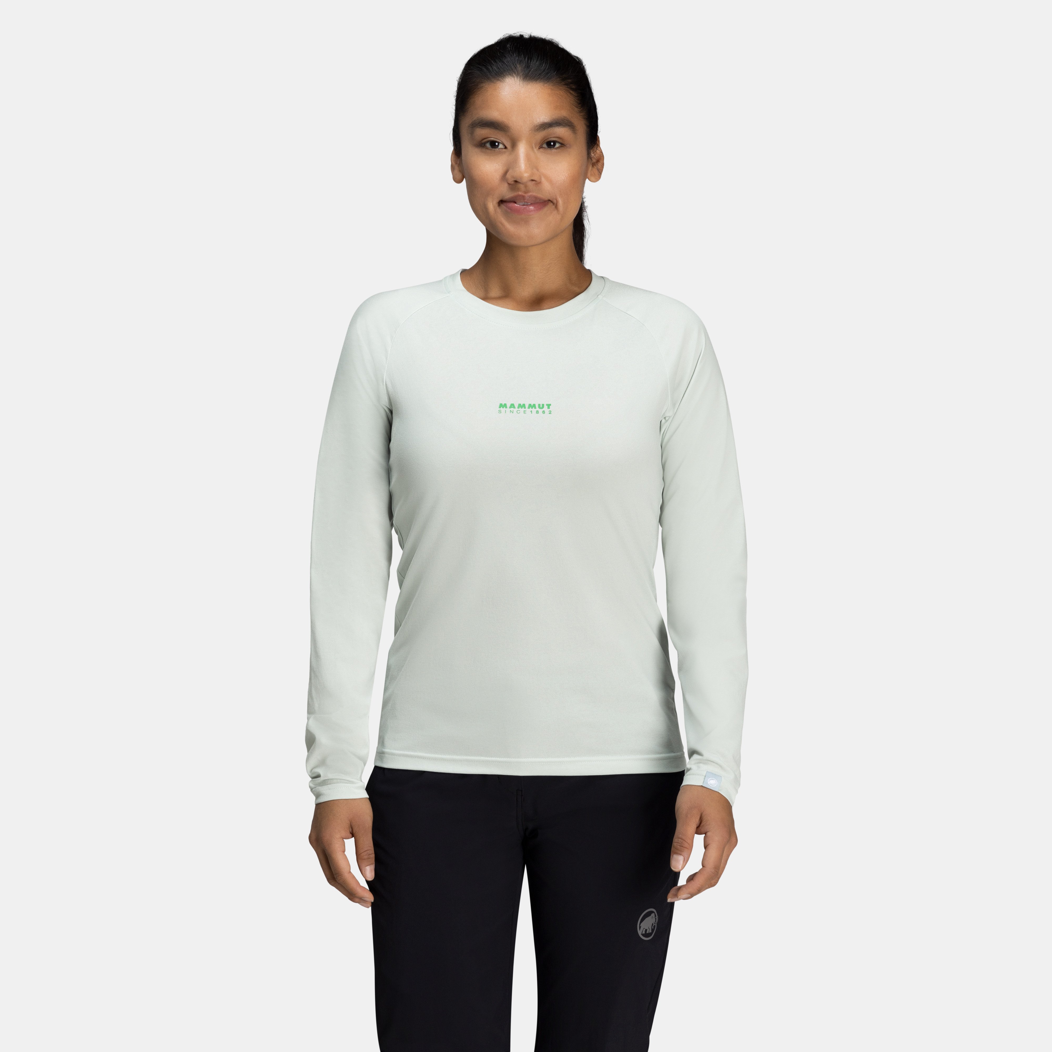 Mammut QD Logo Print Longsleeve T-shirts AF Women, silver sage PRT1 - Silver sage PRT1