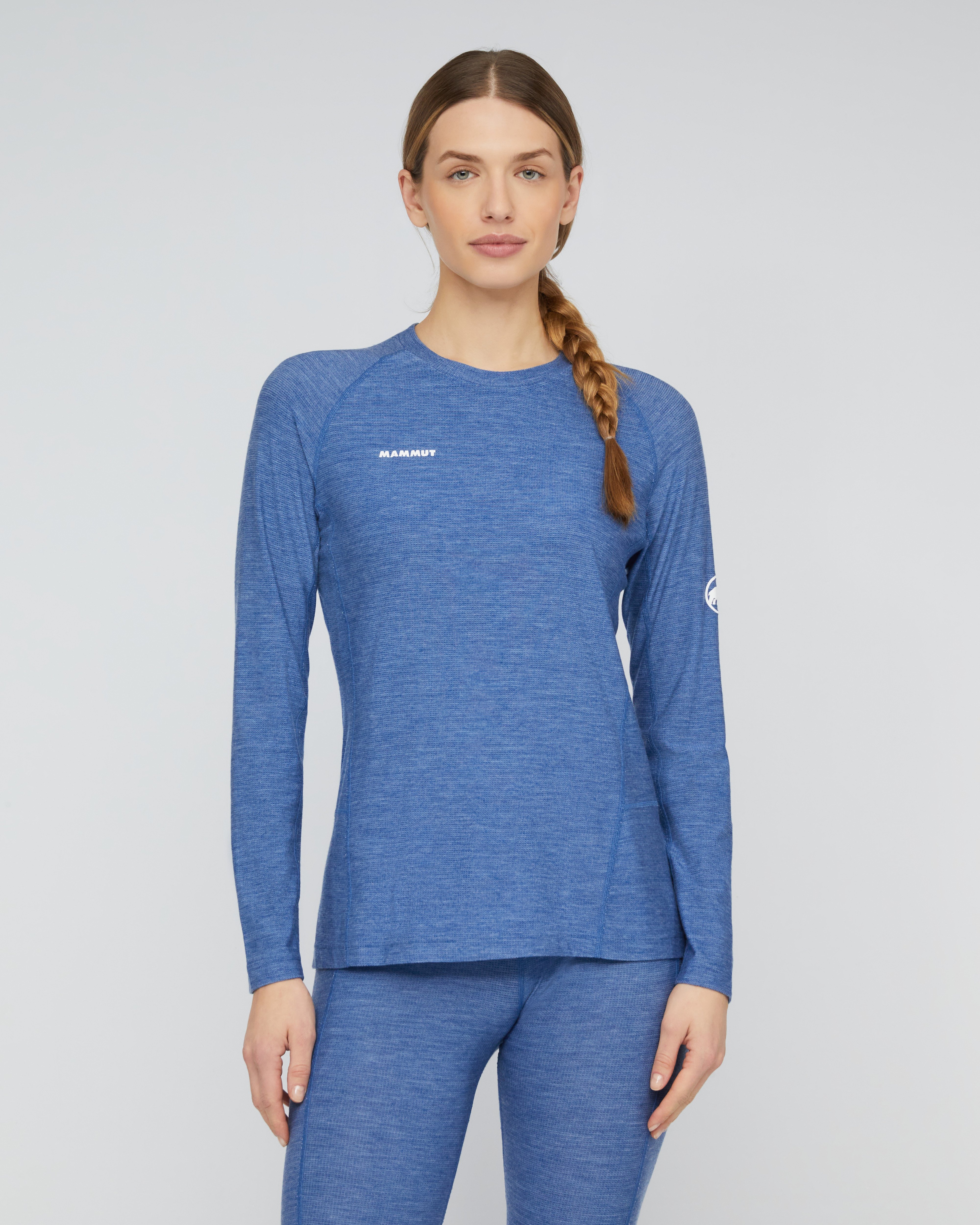 Mammut Tree Wool Thermal FL Longsleeve Women, tschiel melange - Tschiel melange - Model front view