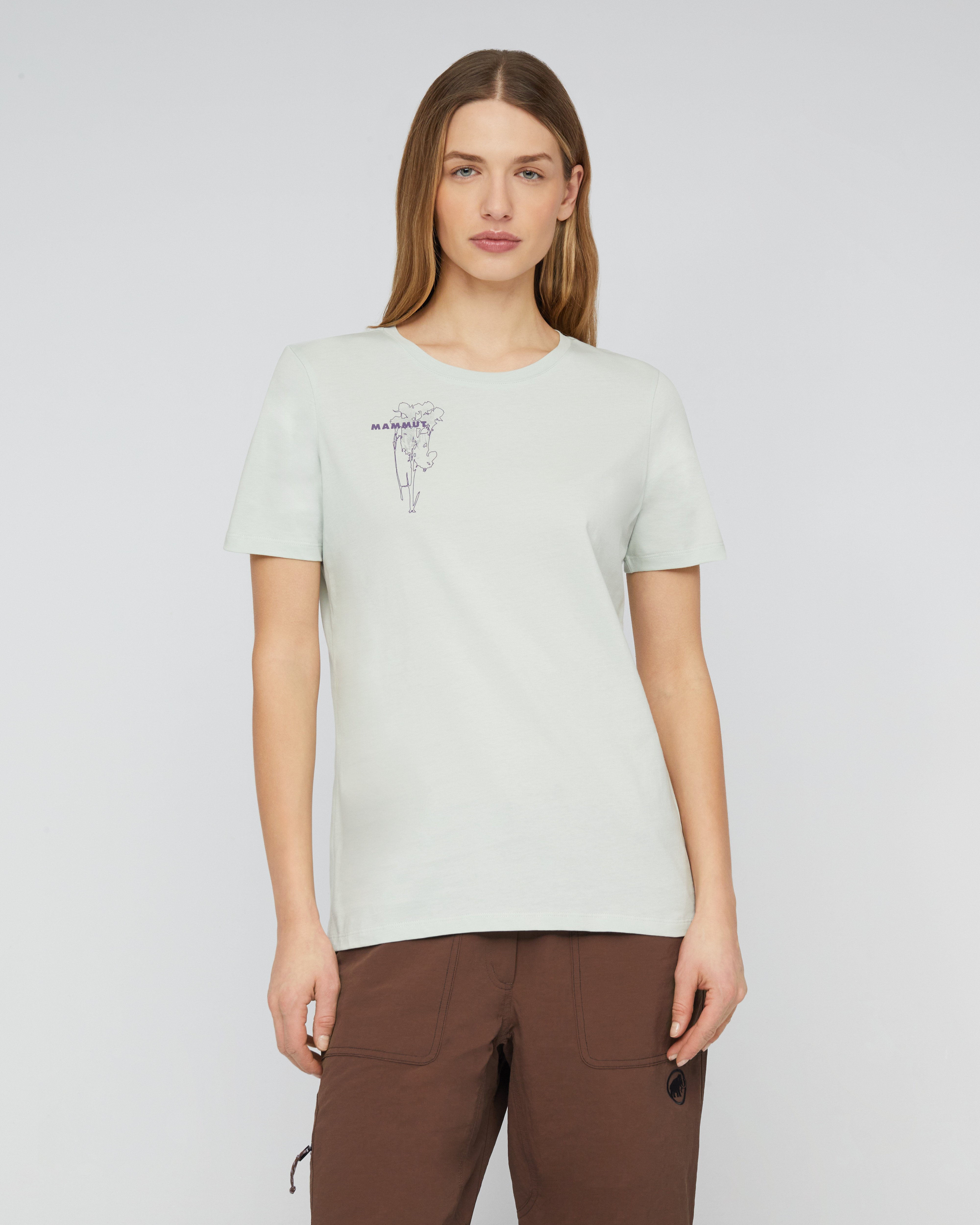 Mammut Mammut Core T-Shirt Women Flower, silver sage - Silver sage - Model front view