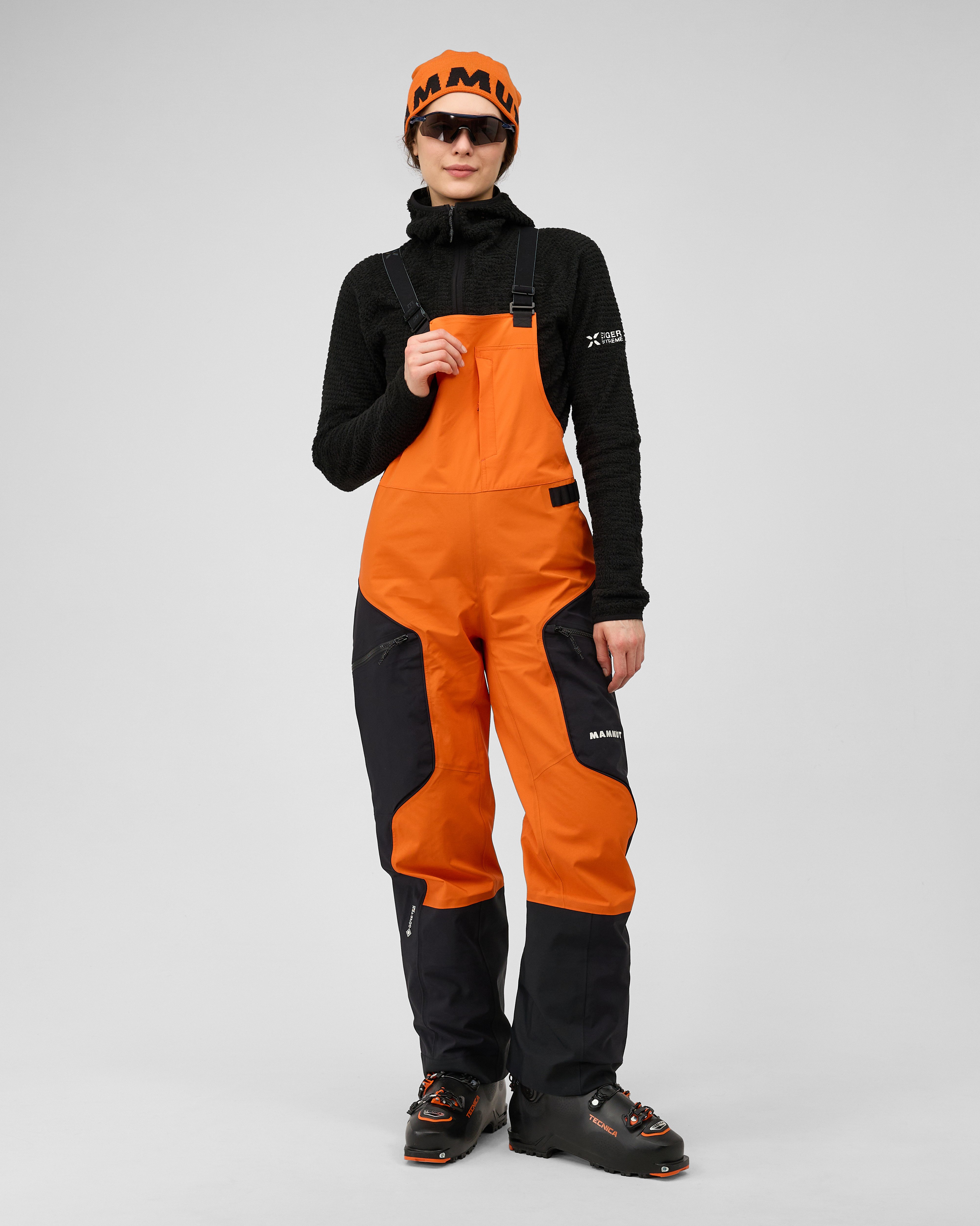 Mammut Eiger Free Pro HS Bib Pants Women, eiger orange-black - Eiger orange-black - Model front view