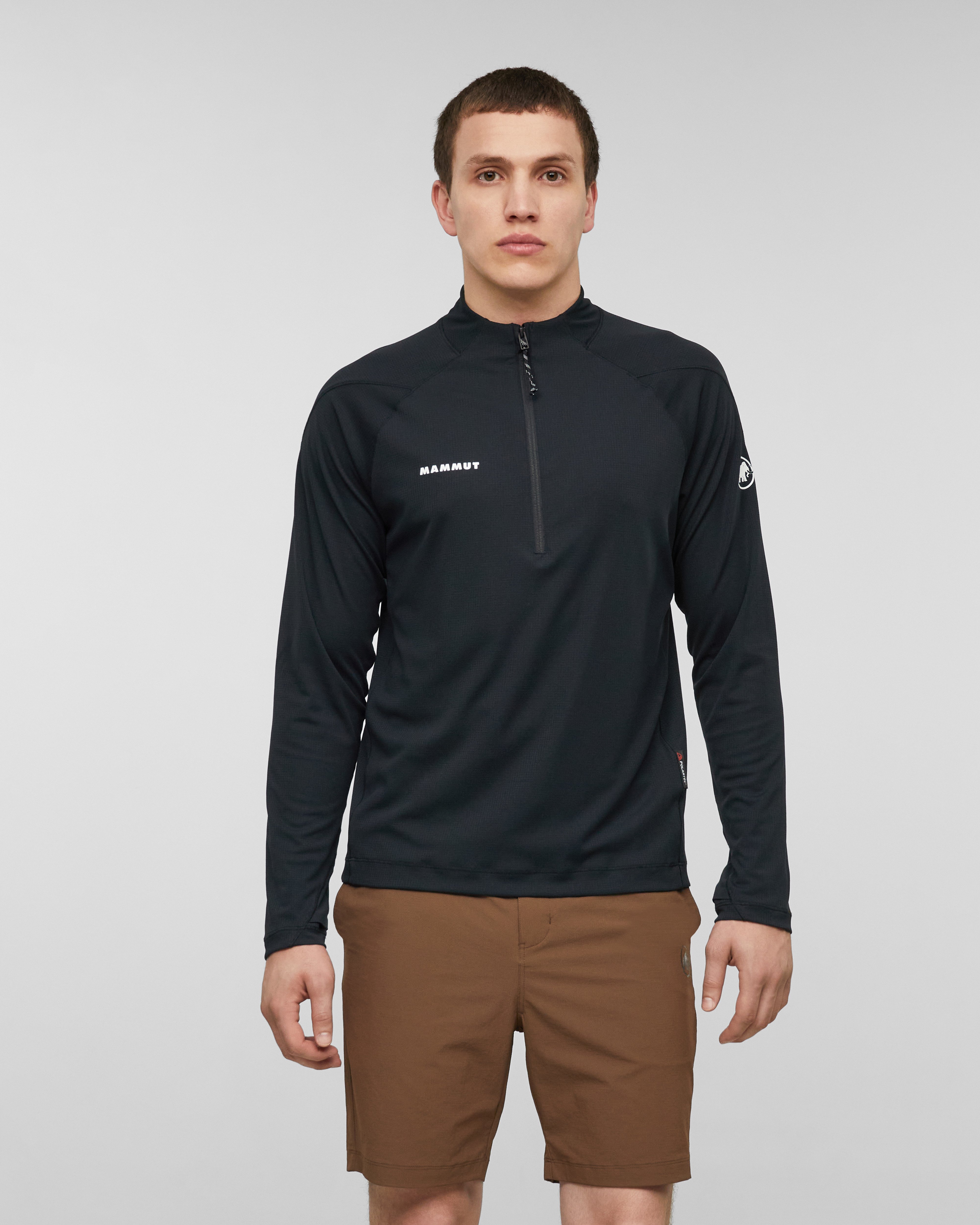 Mammut Valley Powerdry FL Half Zip T-Shirt Men, creas black - Creas black - Model front view