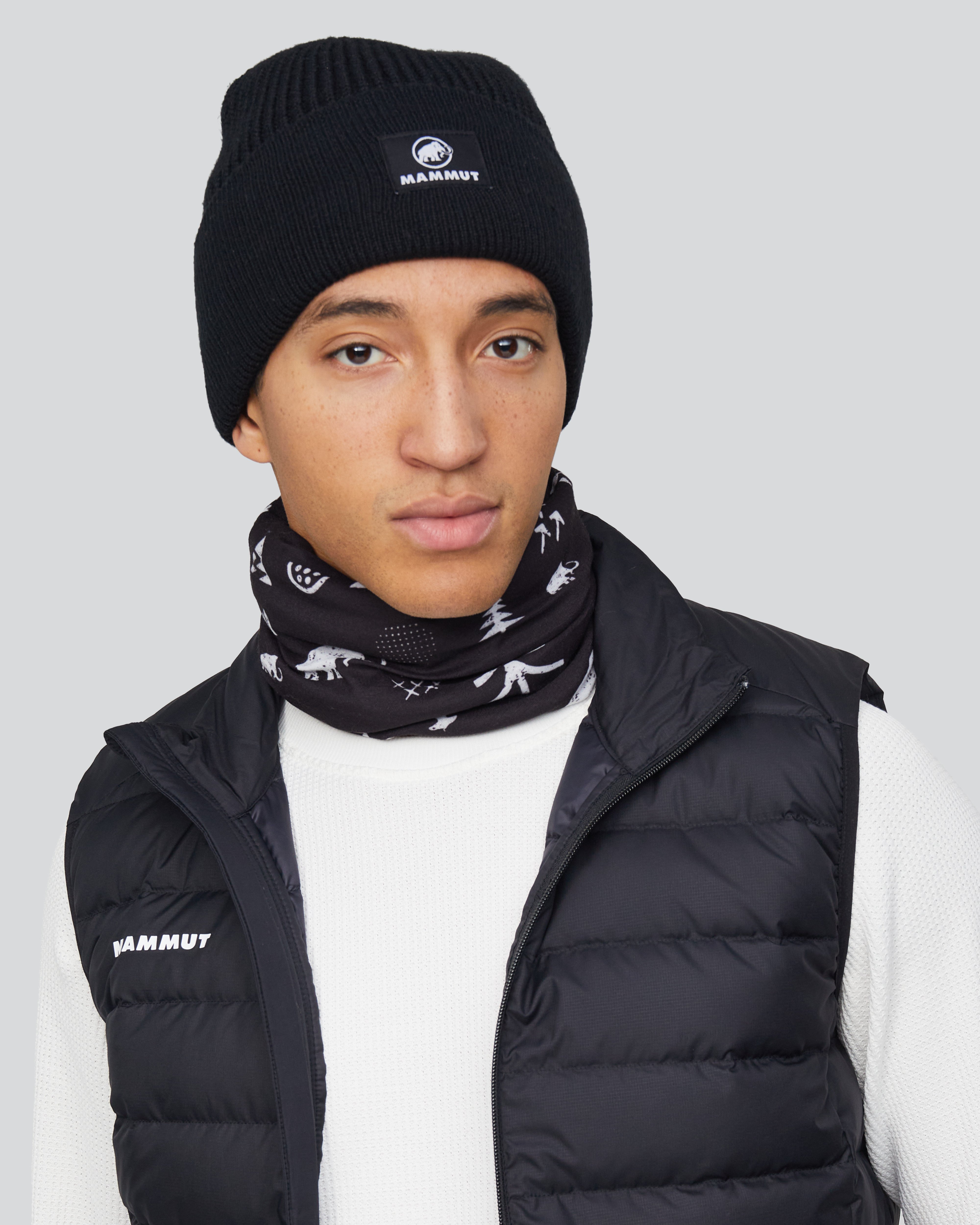 Mammut Fleece Neck Gaiter, black-white - Black-white - Model front view