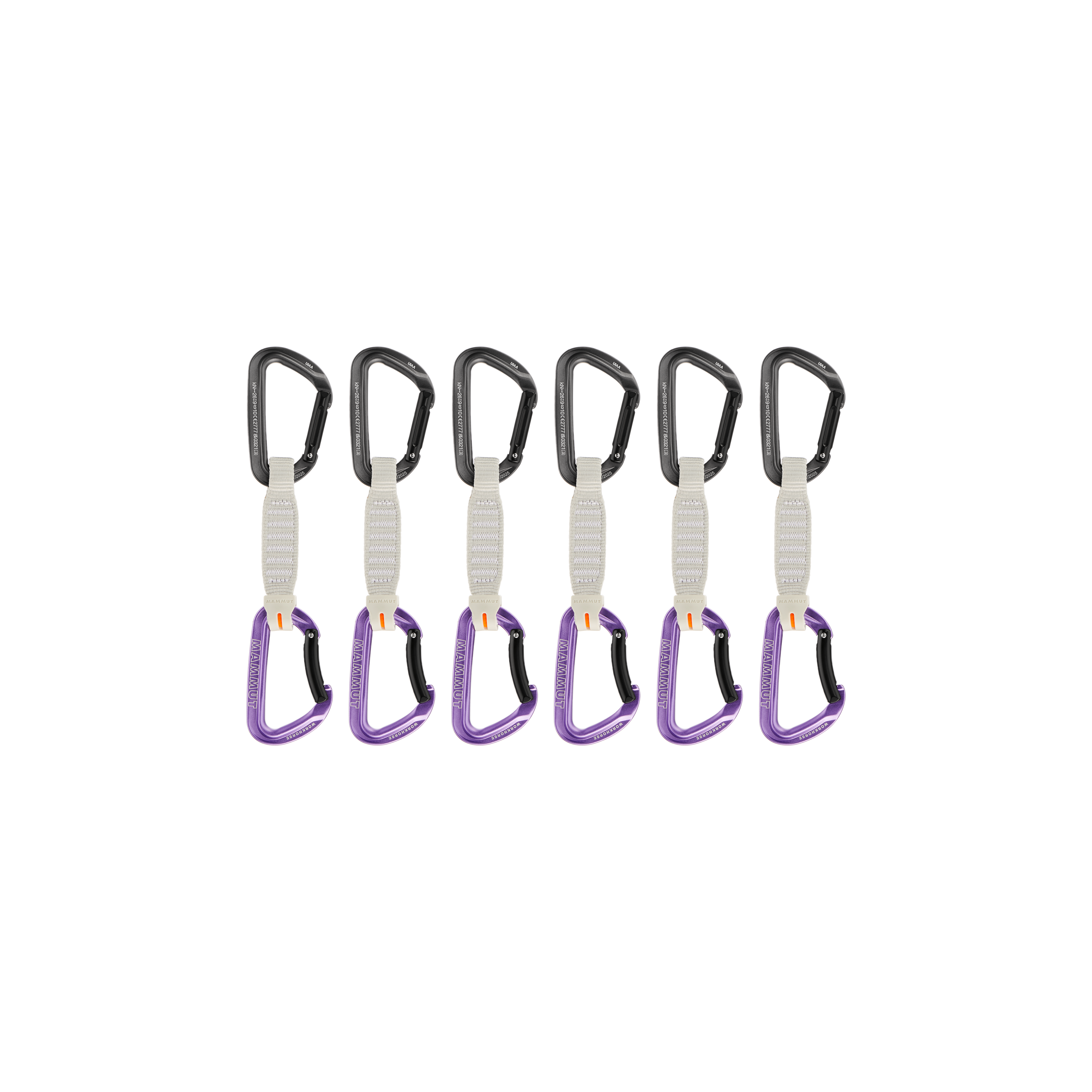 Mammut Workhorse Keylock 12 cm 6-Pack Quickdraws, Straight Gate/Bent Gate Key Lock, grey-alpine calamint - Straight Gate/Bent Gate Key Lock, grey-alpine calamint - Thumbnail