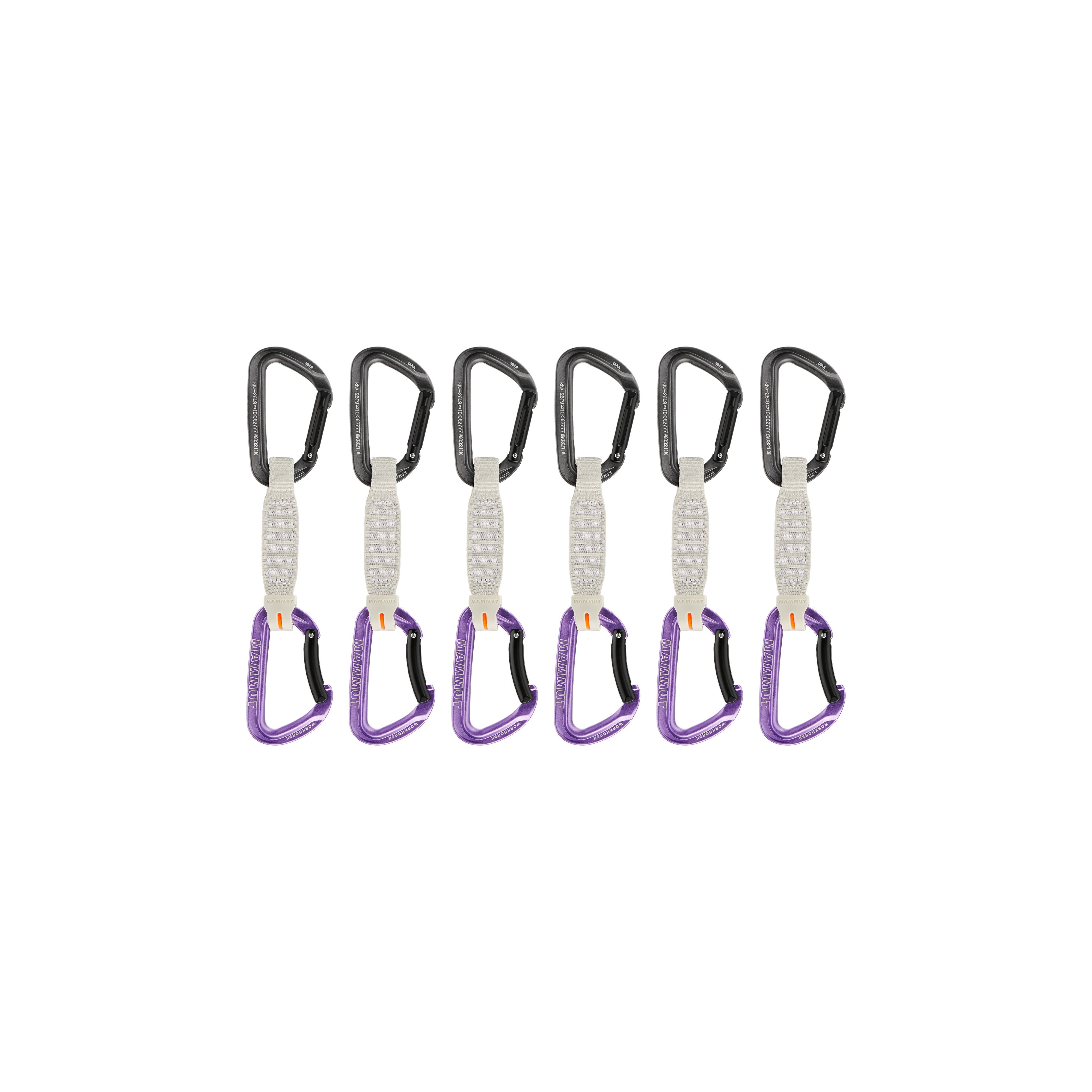 Mammut Workhorse Keylock 12 cm 6-Pack Quickdraws - Grey-blue/Grey-pink/Straight Gate/Bent Gate Key Lock, alpine calamint/Straight Gate/Bent Gate Key Lock, grey-alpine calamint - Thumbnail