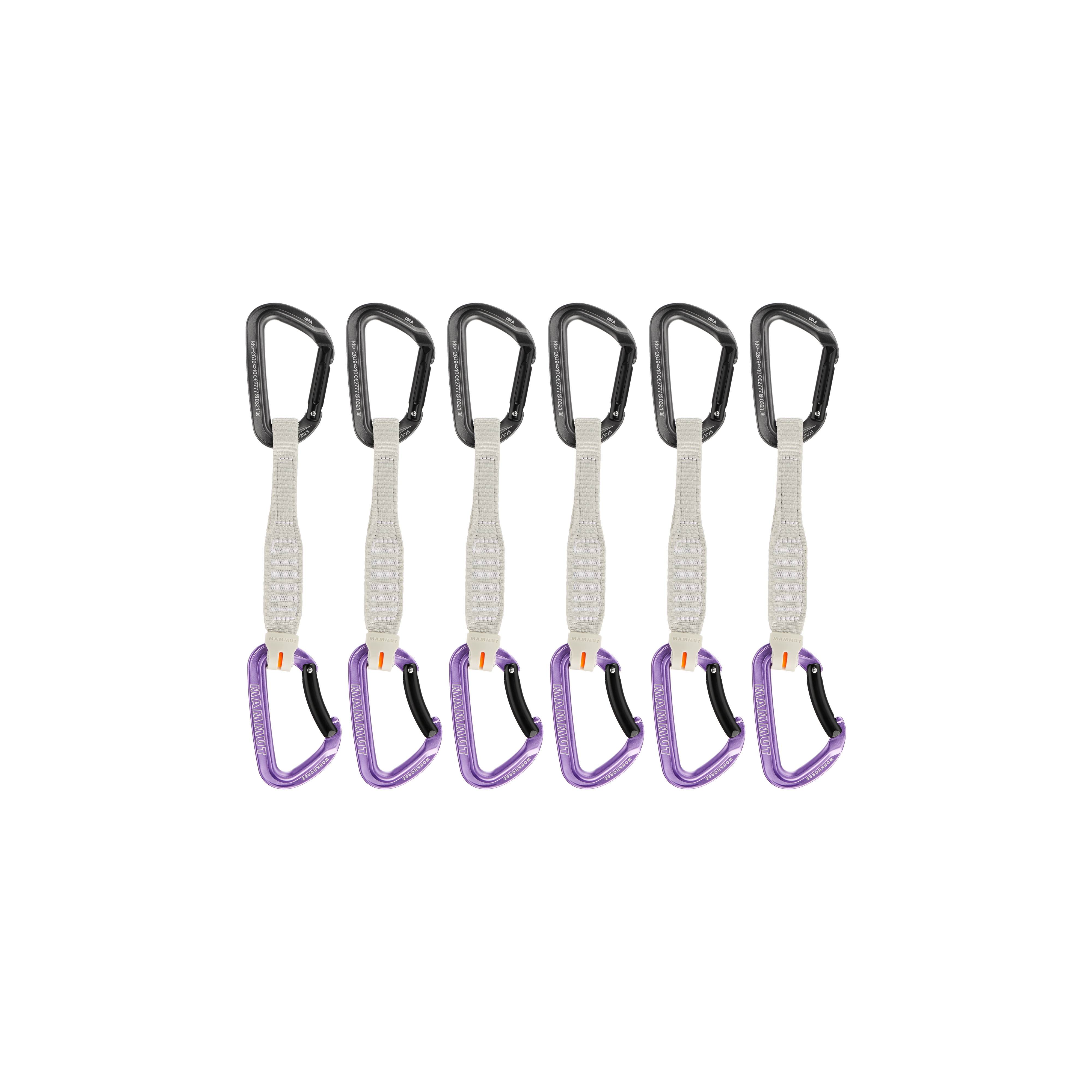 Mammut Workhorse Keylock 17 cm 6-Pack Quickdraws, Straight Gate/Bent Gate Key Lock, grey-alpine calamint - Straight Gate/Bent Gate Key Lock, grey-alpine calamint - Thumbnail