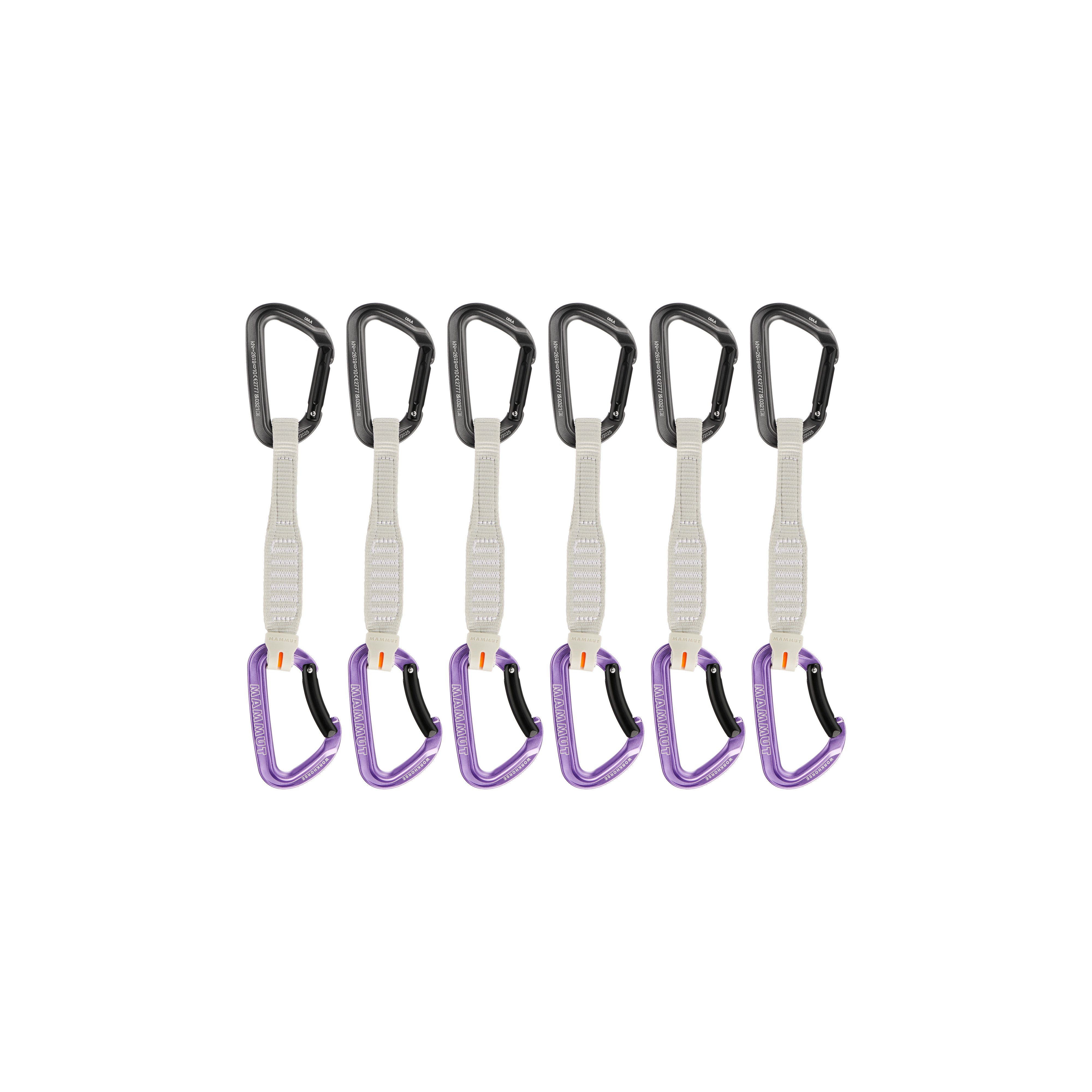 Mammut Workhorse Keylock 17 cm 6-Pack Quickdraws - Grey-blue/Grey-pink/Straight Gate/Bent Gate Key Lock, alpine calamint/Straight Gate/Bent Gate Key Lock, grey-alpine calamint - Thumbnail