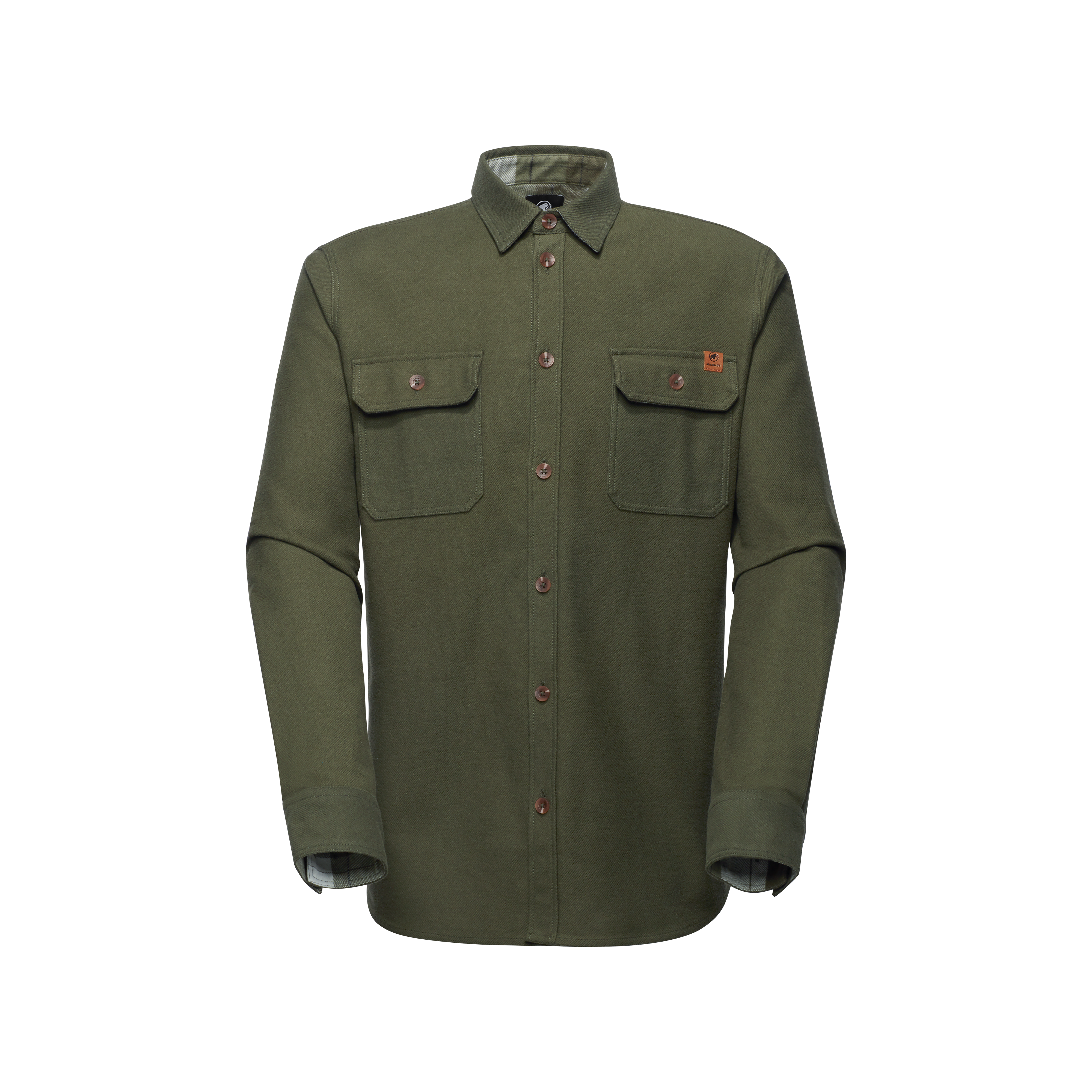 Mammut Men's Green Organic Cotton Flannel Overshirt Tamaro Overshirt - Dark Marsh, M